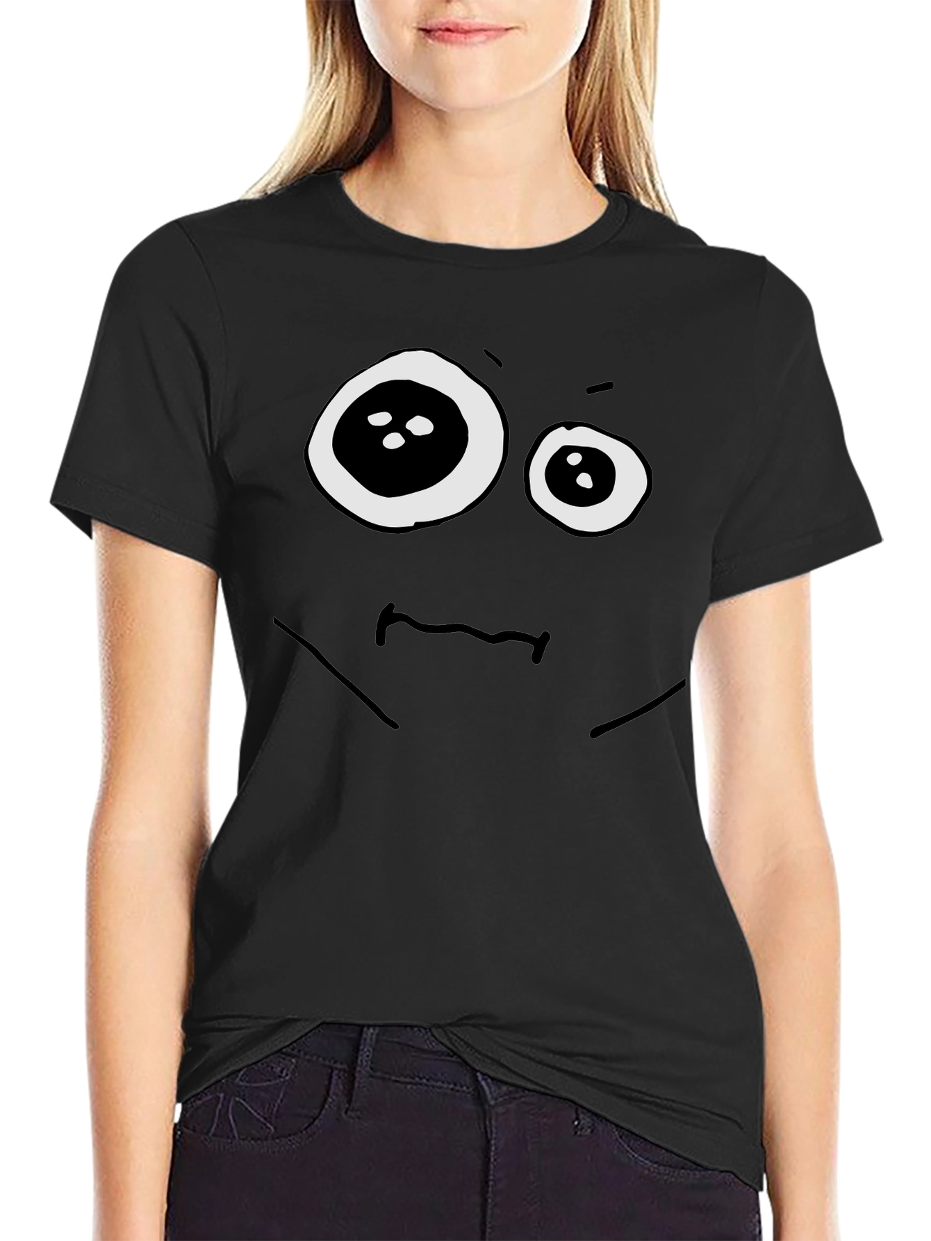 Funny Googly Eyes Black Graphic Tee