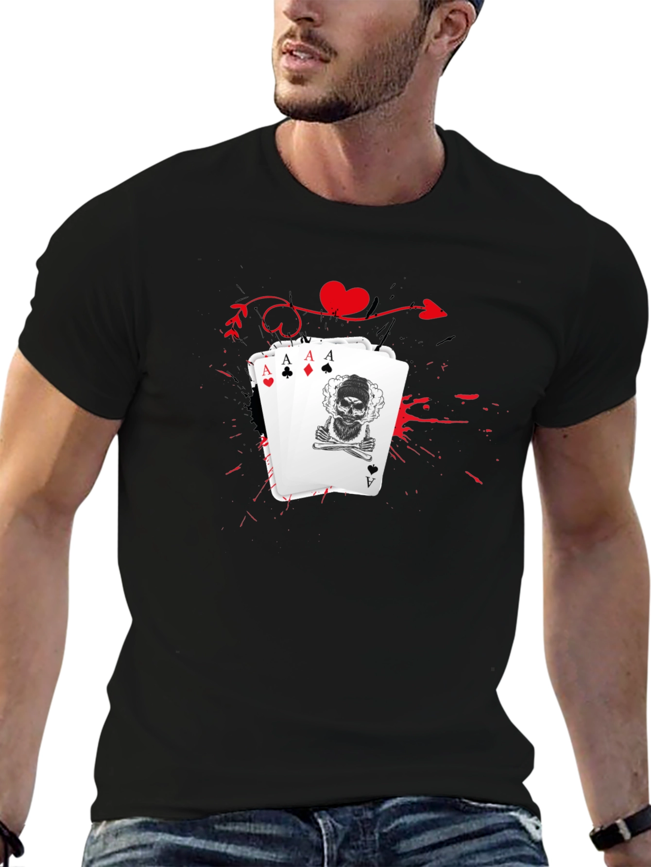 Ace Skull T-Shirt - Lucky Hand Tee
