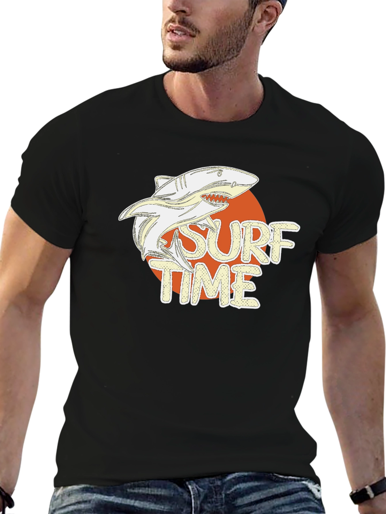 Surf Time Shark Graphic Tee - Black