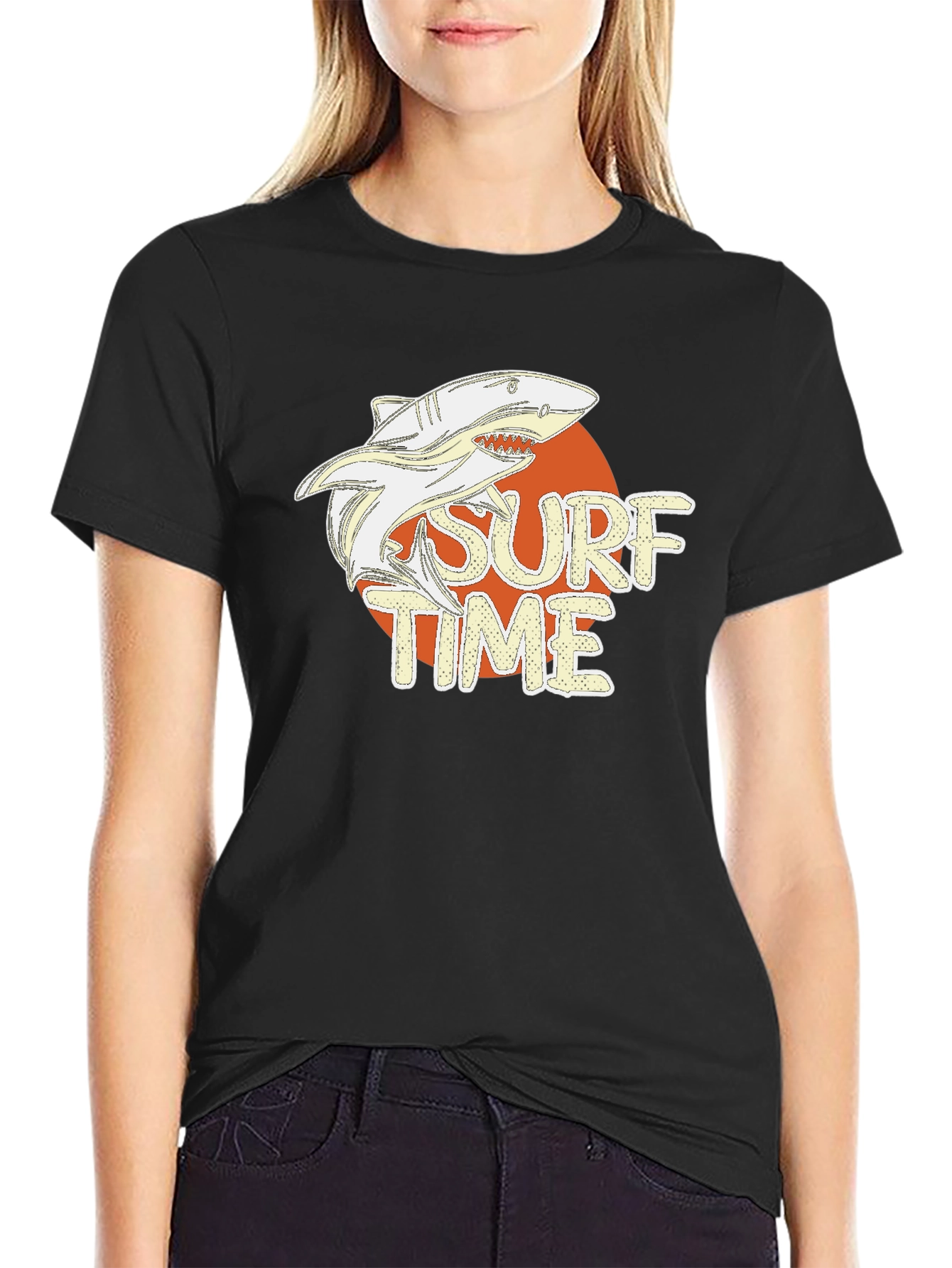 Surf Time Shark Graphic Tee - Black