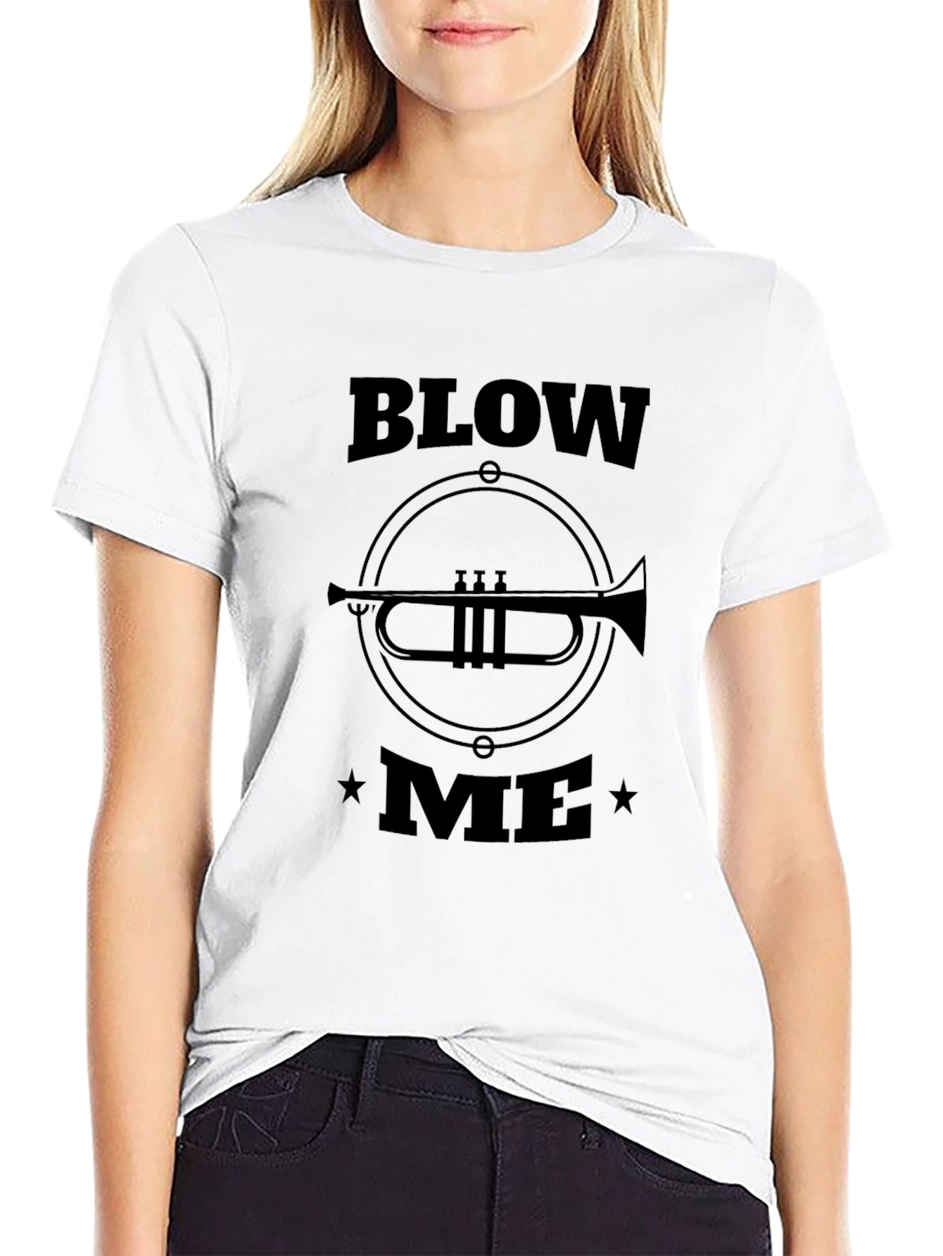 Blow Me Trumpet Graphic Black T-Shirt