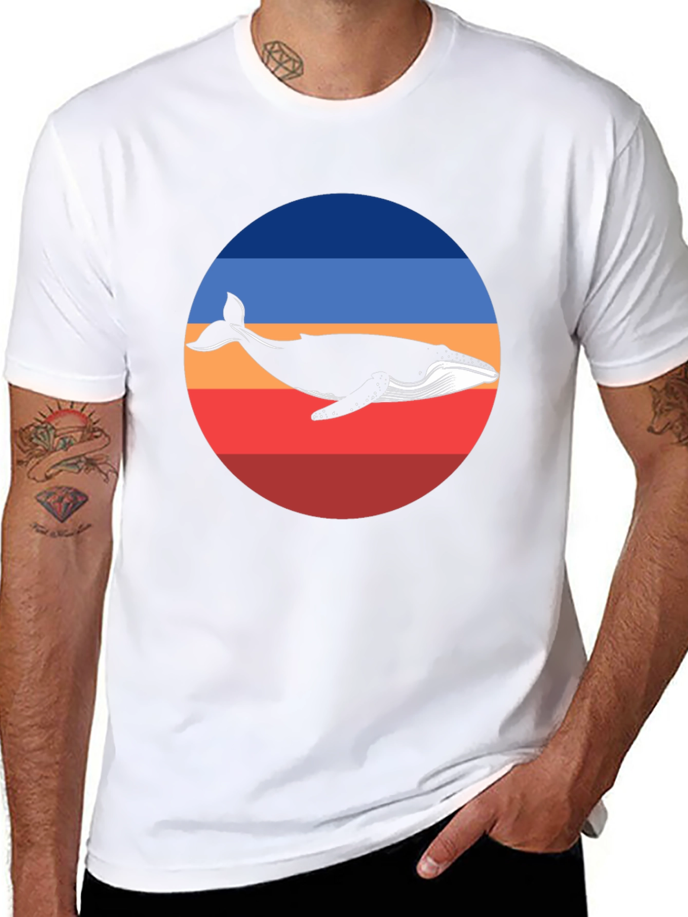 Whale Graphic Print Crew Neck T-Shirt