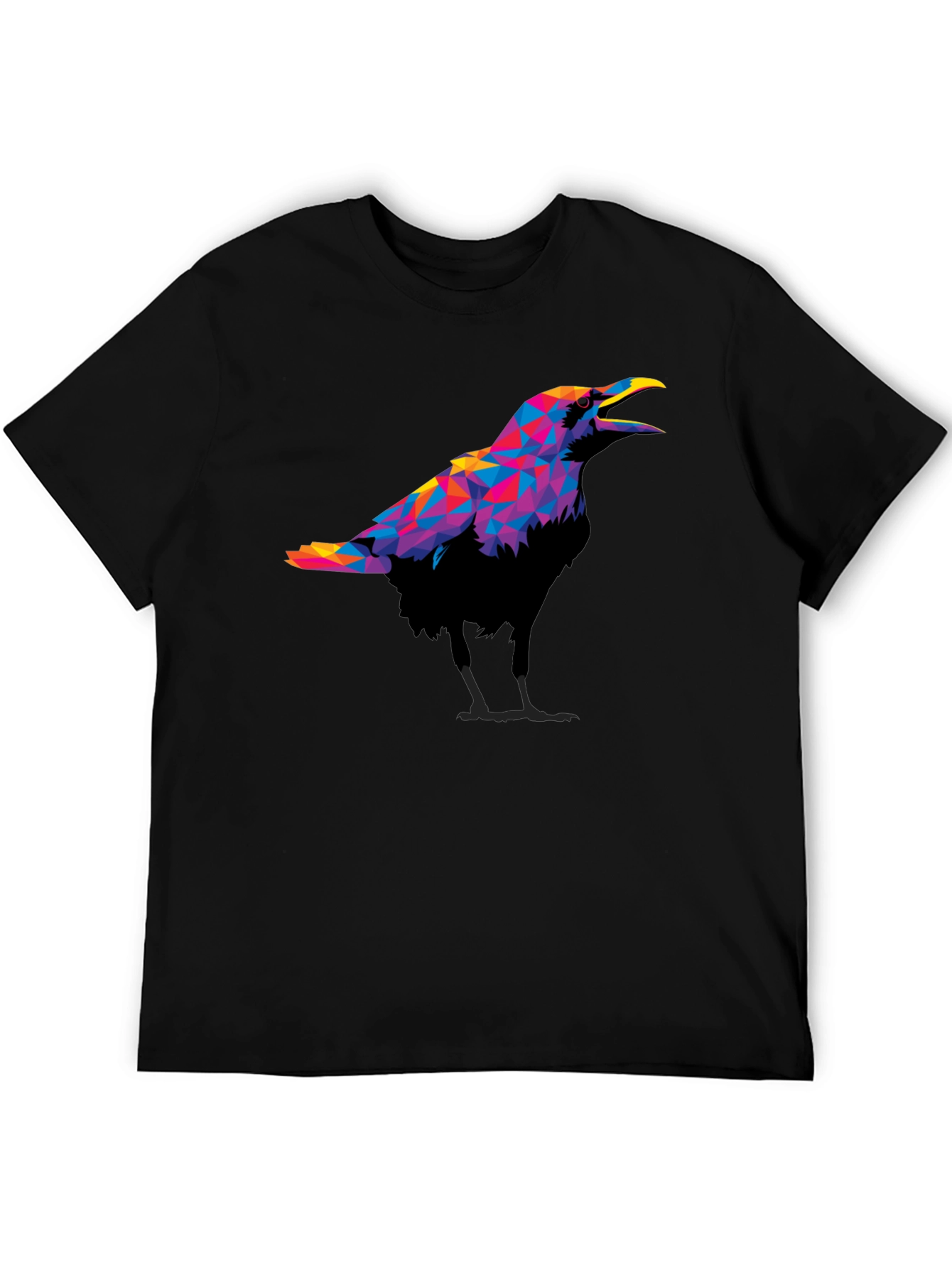 Geometric Crow Graphic Black T-Shirt