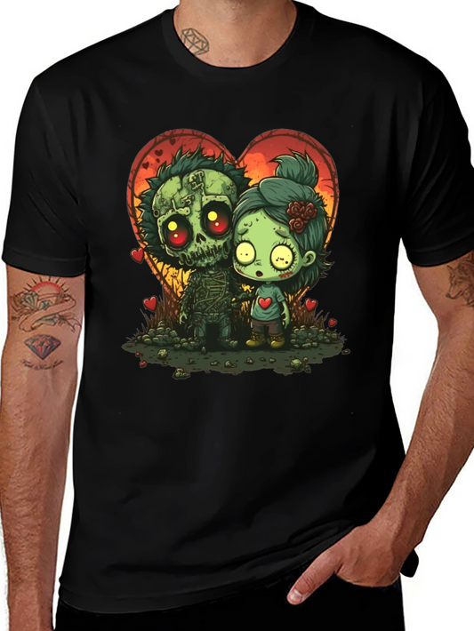 Zombie Love T-Shirt: Spooky Cute Cartoon Couple