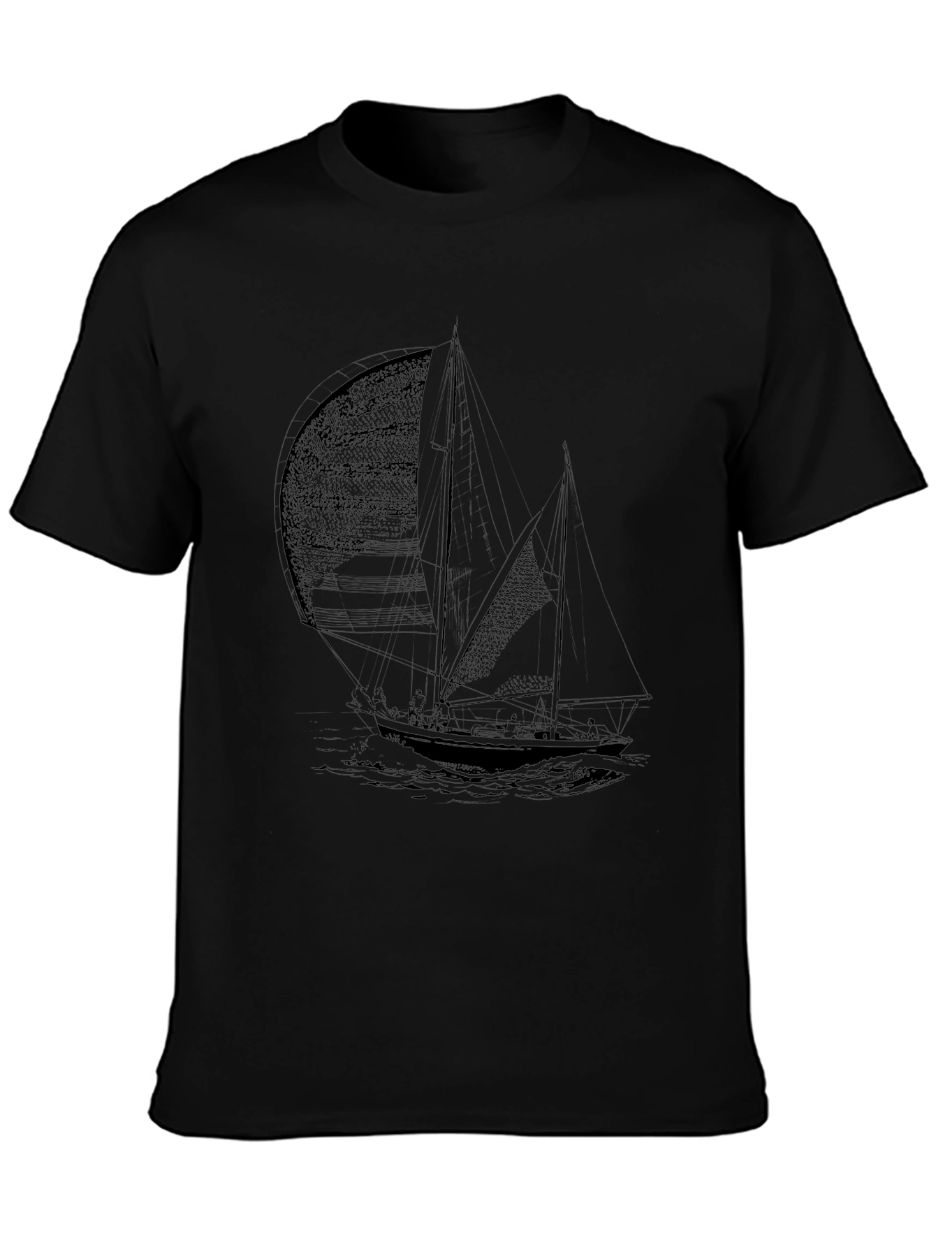 Mens Black Sailing Boat Graphic Tee