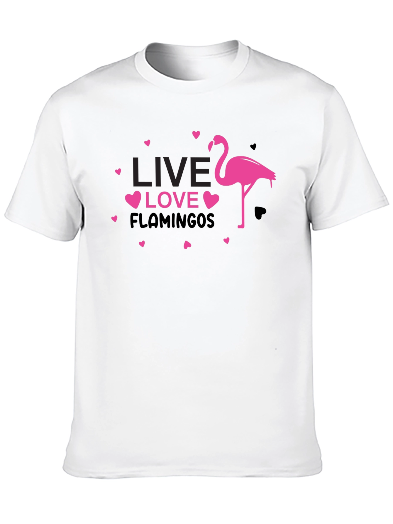 Live Love Flamingos Black T-Shirt