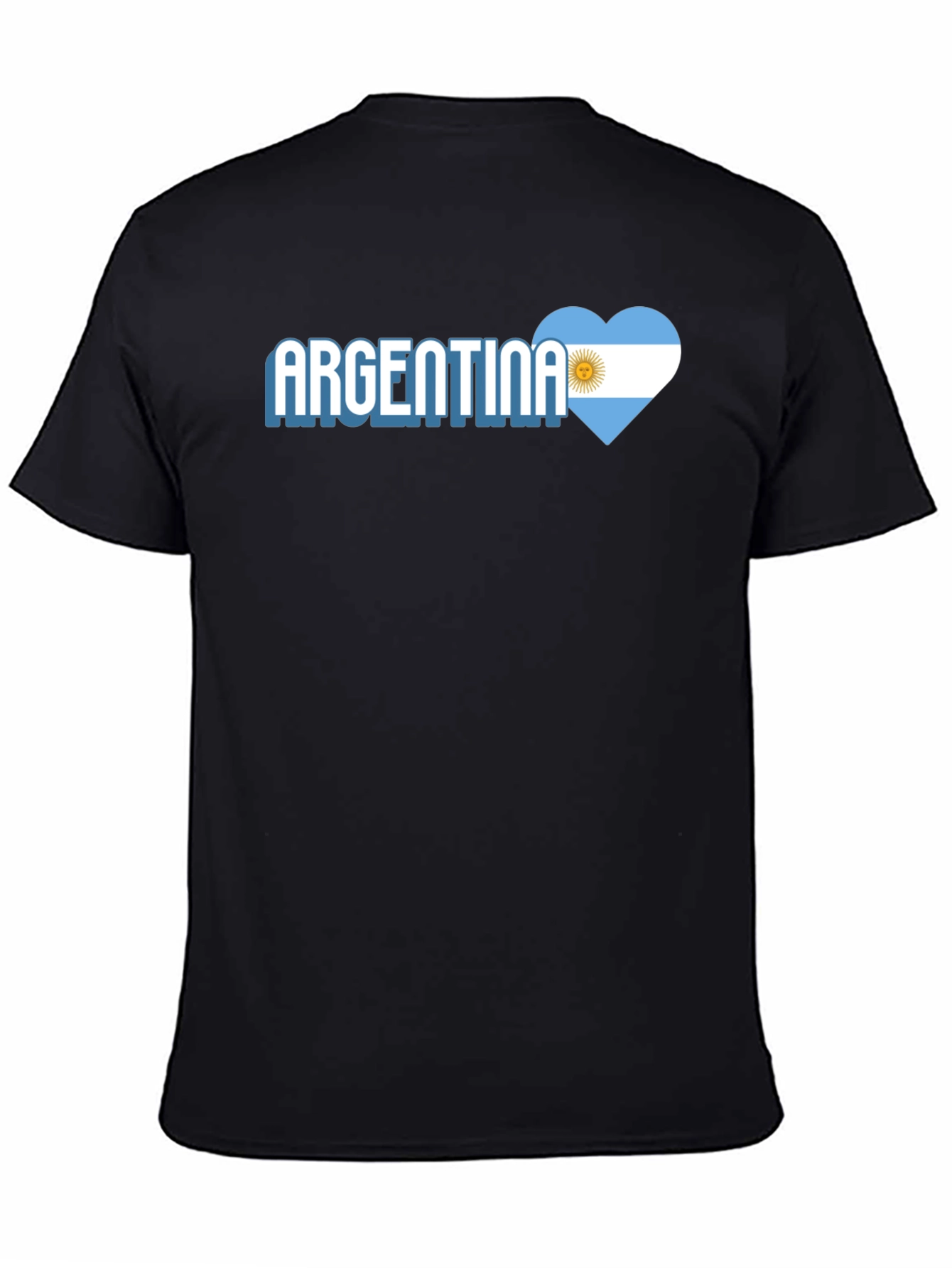 Argentina Flag Heart T-Shirt - Mens Black Tee