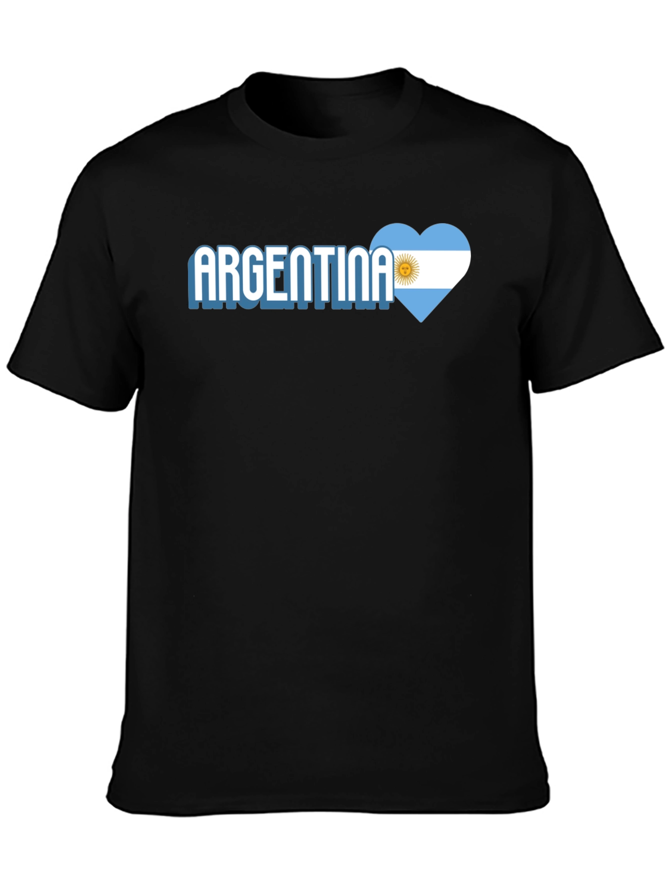 Argentina Flag Heart T-Shirt - Mens Black Tee