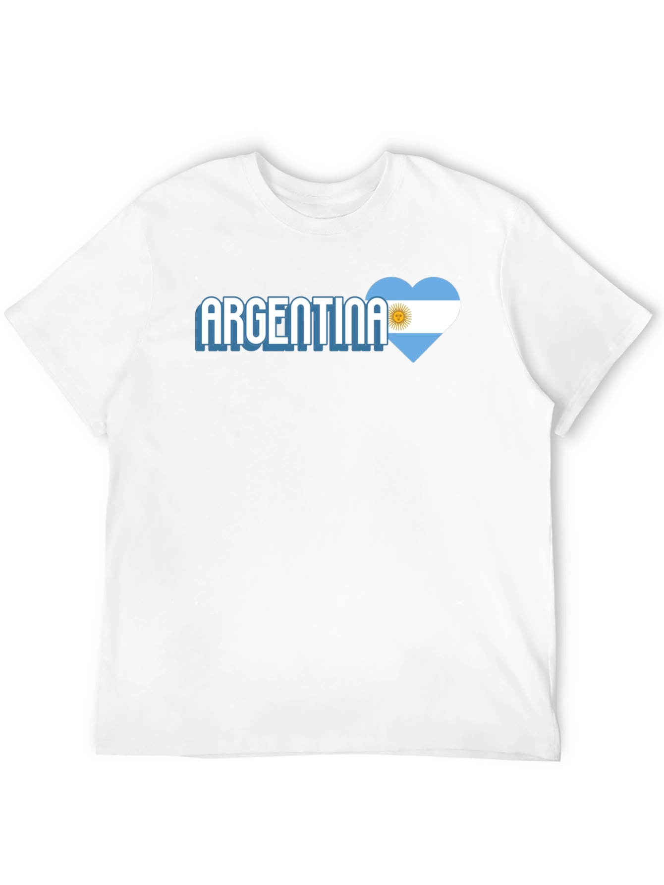 Argentina Flag Heart T-Shirt - Mens Black Tee