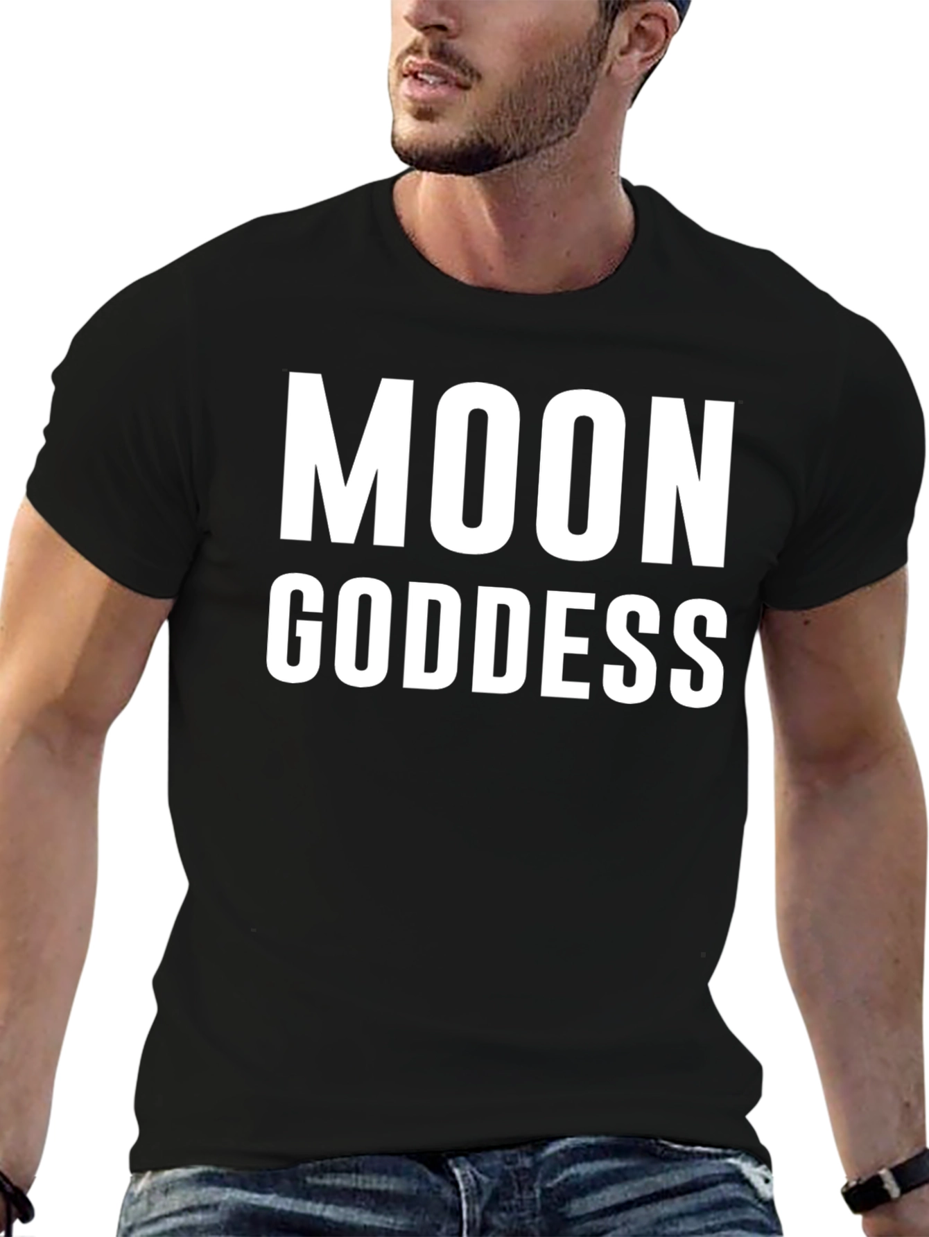 Moon Goddess Graphic Tee - Black Cotton T-Shirt