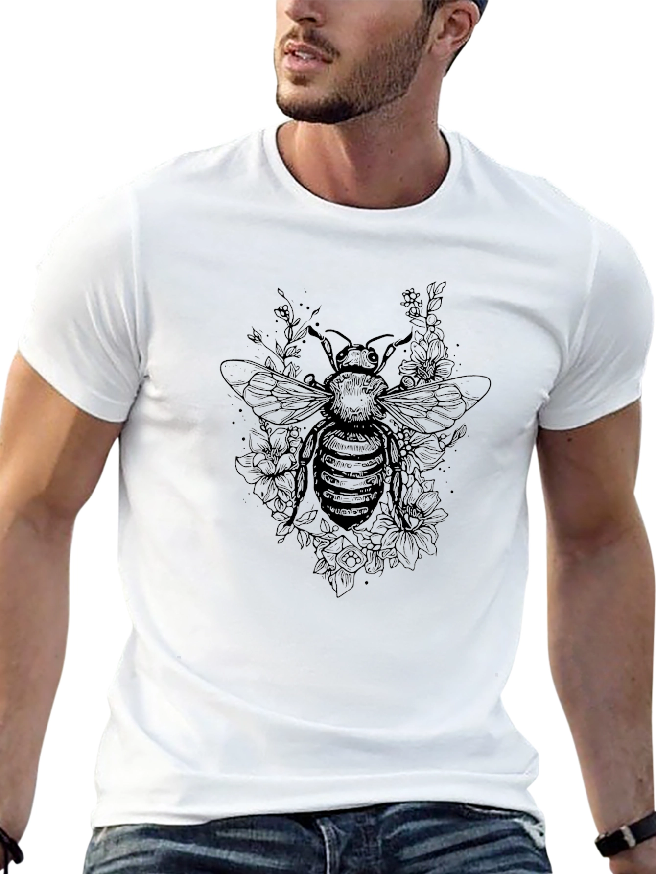 Bee Graphic Black T-Shirt - Nature Lovers Tee