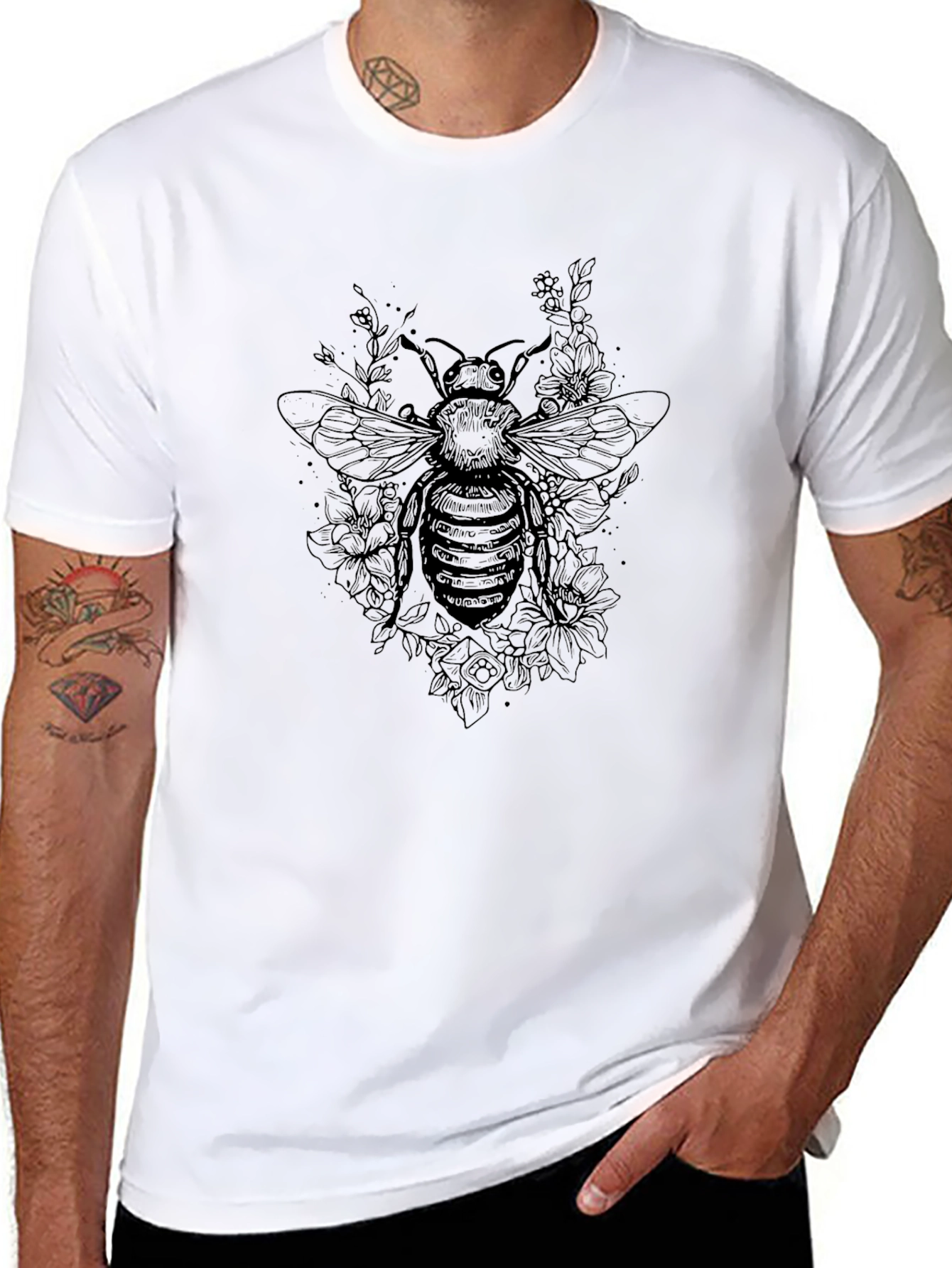 Bee Graphic Black T-Shirt - Nature Lovers Tee