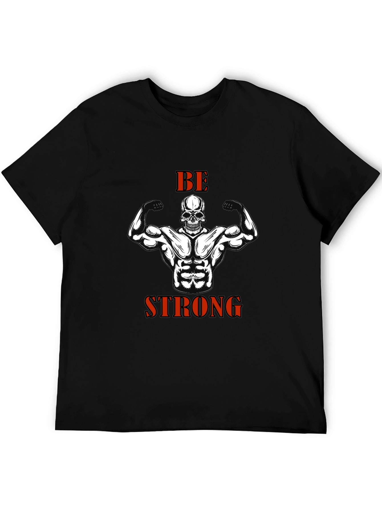 Be Strong Skull Muscle T-Shirt Gym Fitness