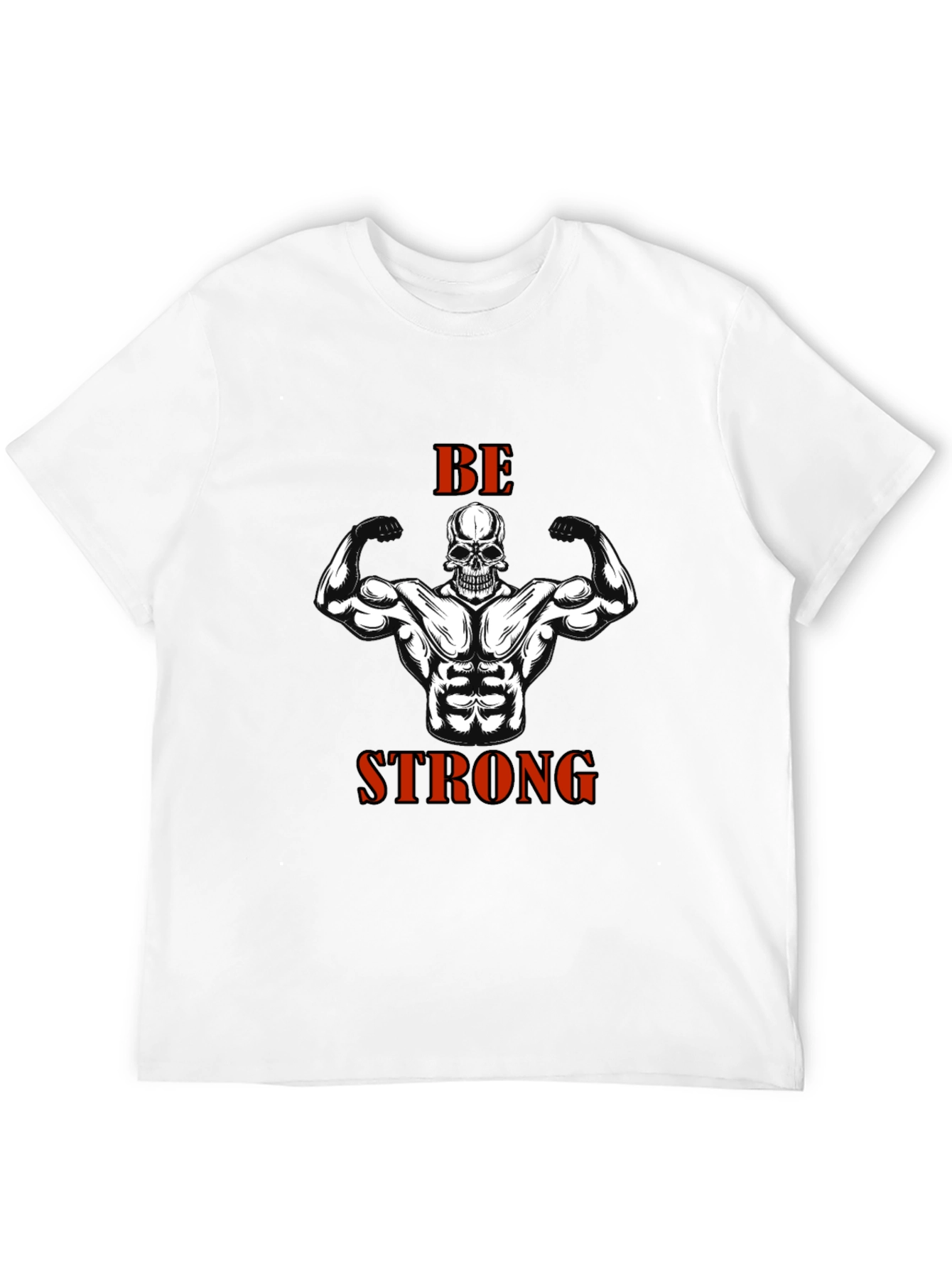 Be Strong Skull Muscle T-Shirt Gym Fitness