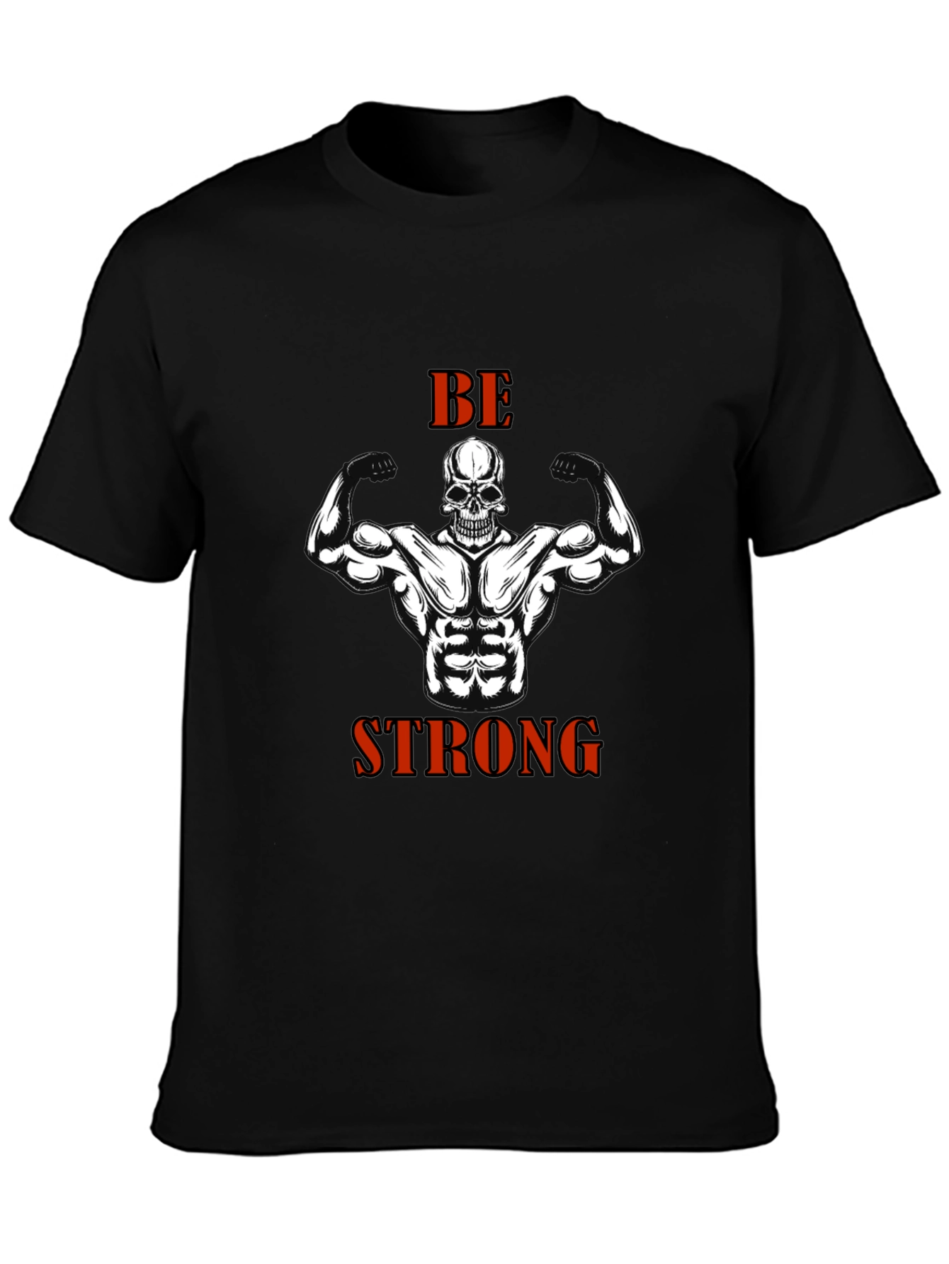 Be Strong Skull Muscle T-Shirt Gym Fitness