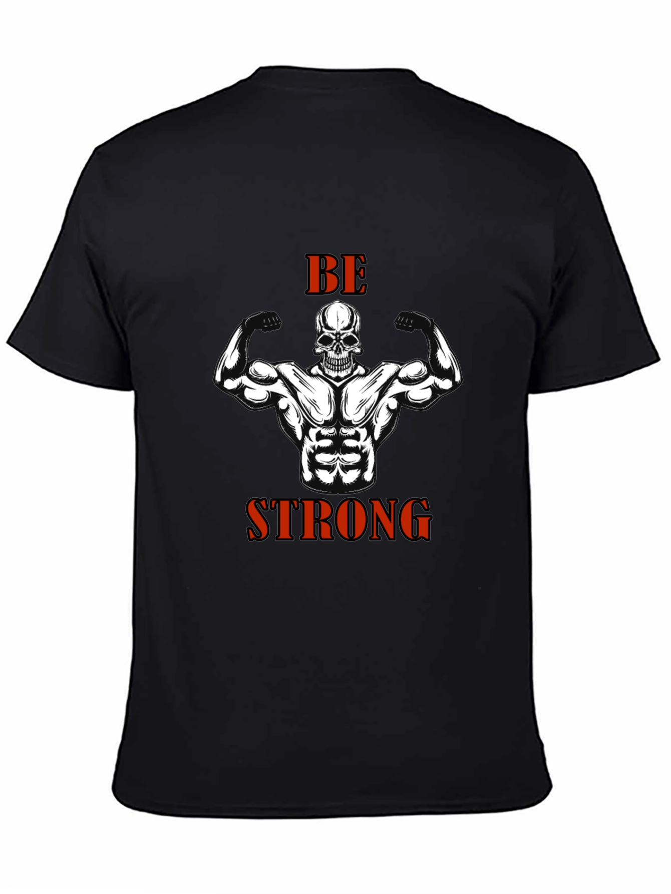 Be Strong Skull Muscle T-Shirt Gym Fitness