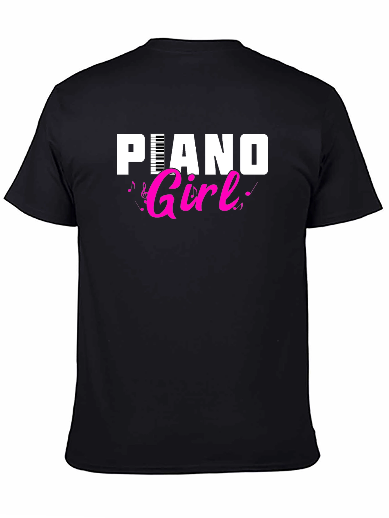 Piano Girl Black T-Shirt - Music Lover Tee