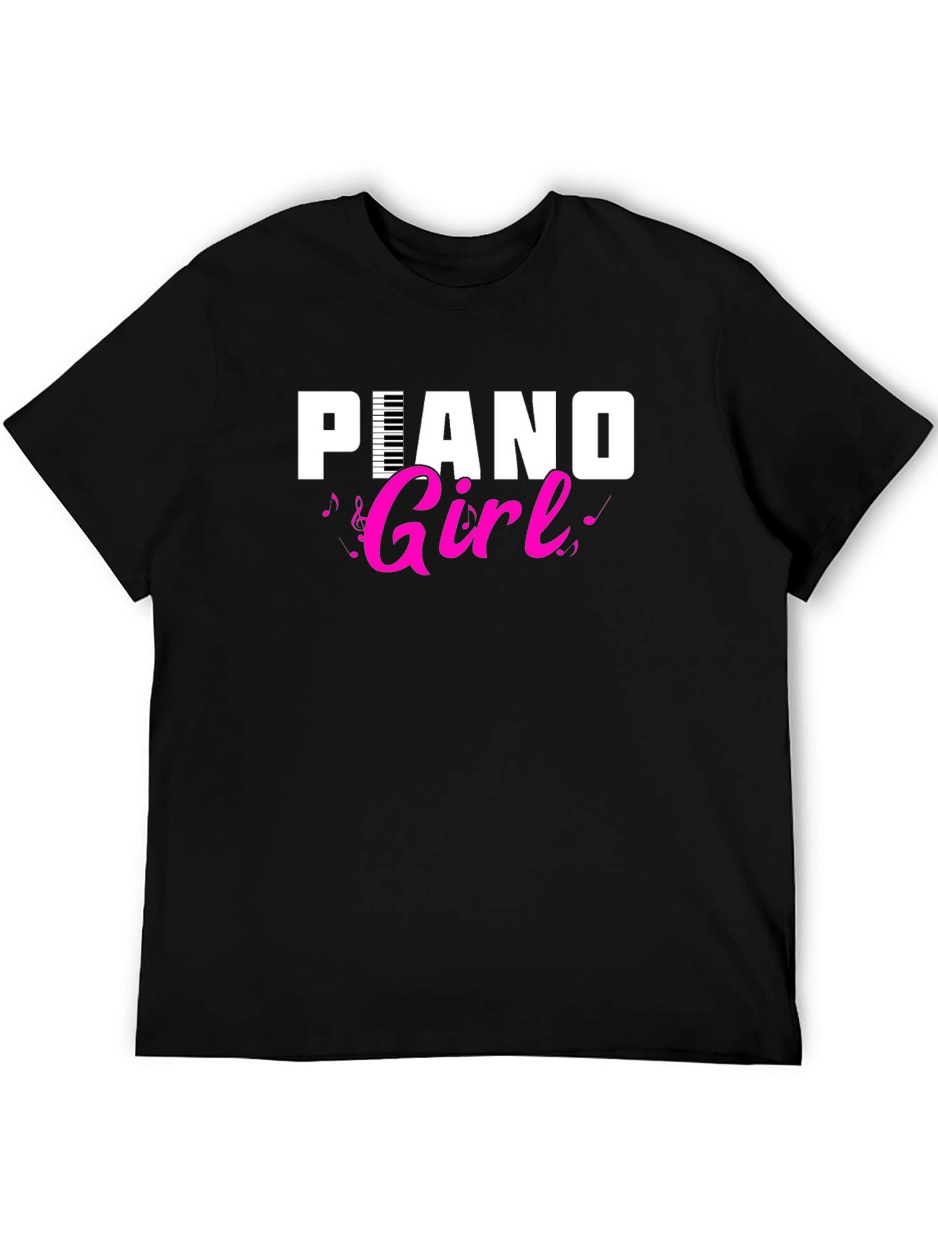 Piano Girl Black T-Shirt - Music Lover Tee