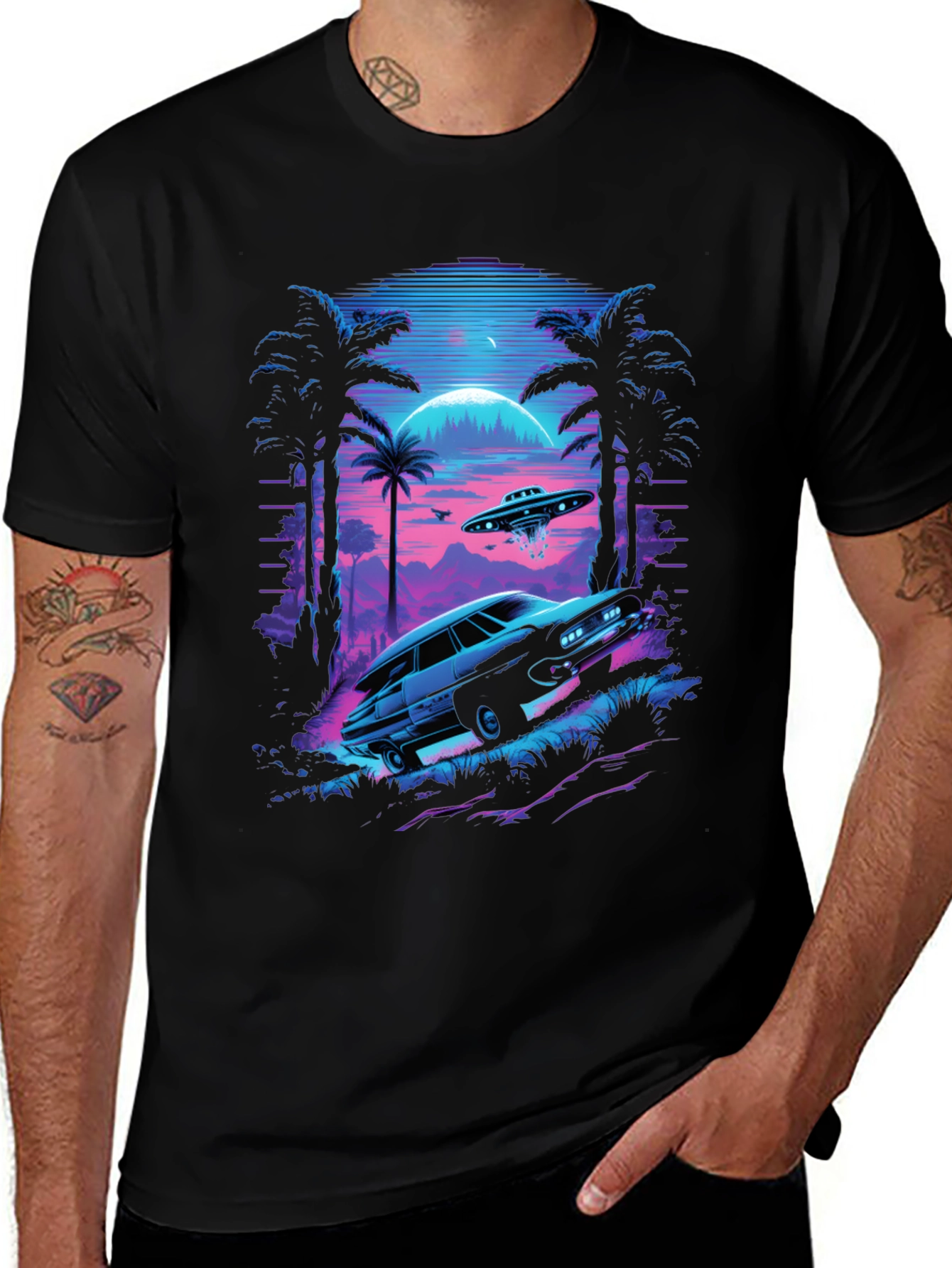 Retro Alien Car T-Shirt
