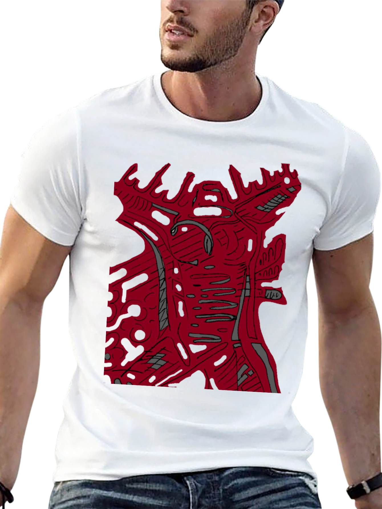 Abstract Graphic Print Crew Neck T-Shirt