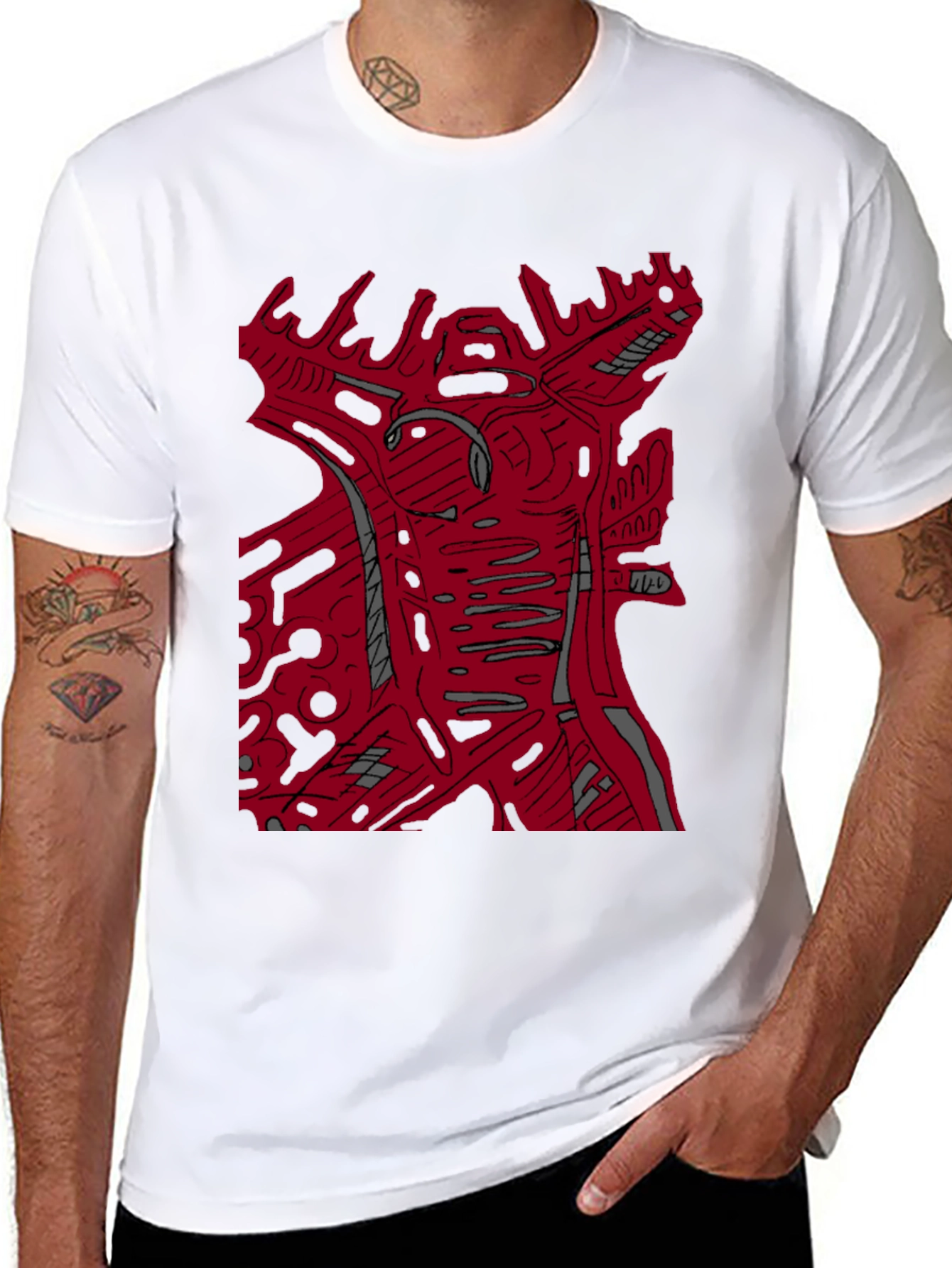 Abstract Graphic Print Crew Neck T-Shirt