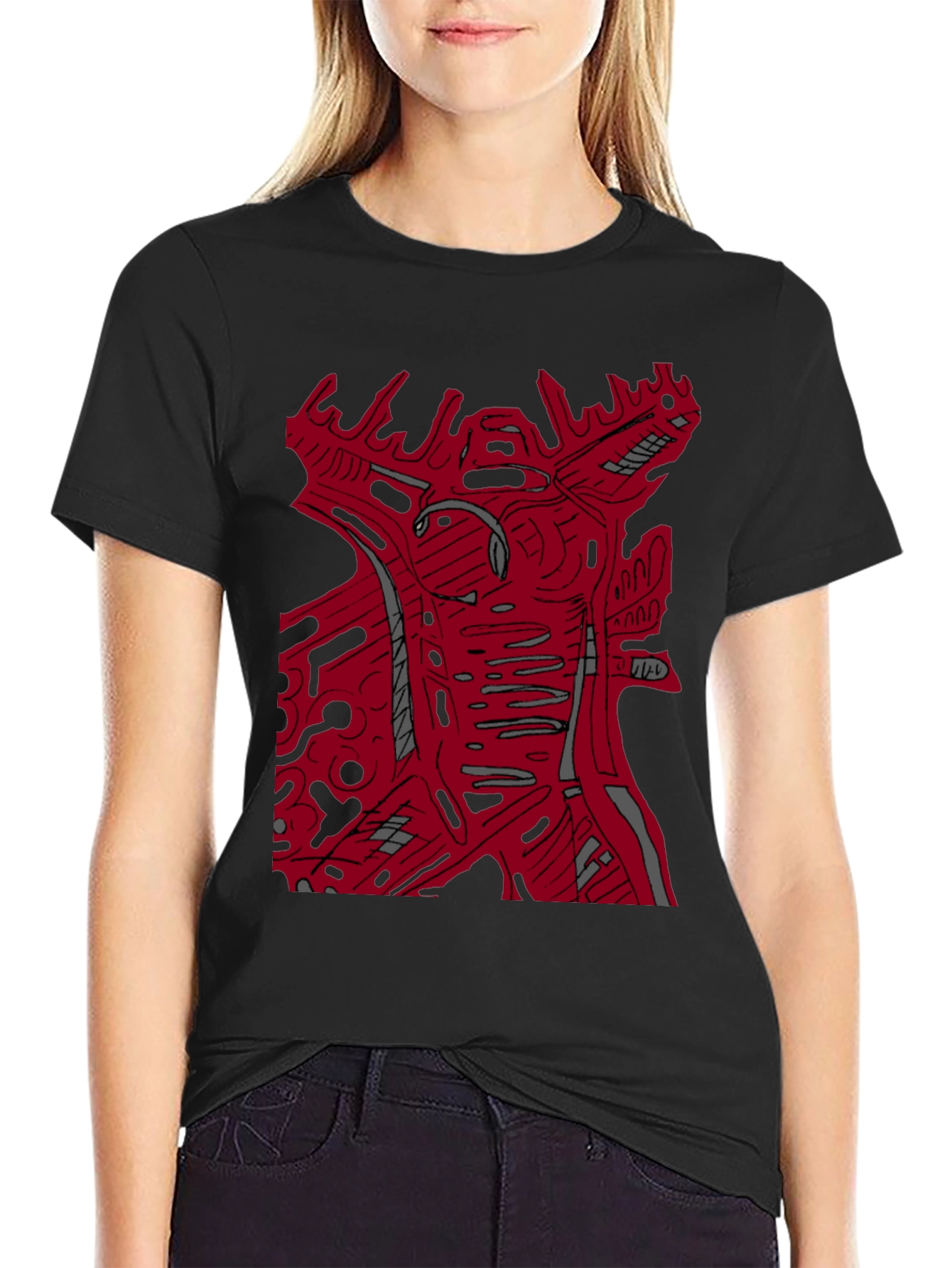 Abstract Graphic Print Crew Neck T-Shirt