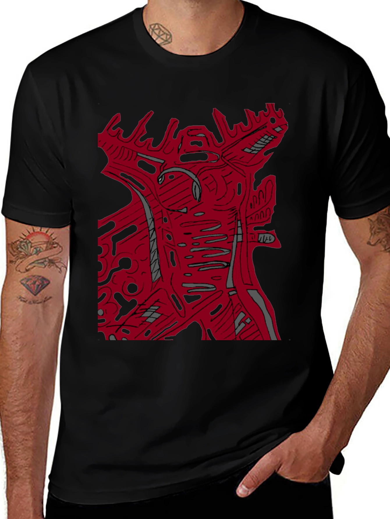 Abstract Graphic Print Crew Neck T-Shirt