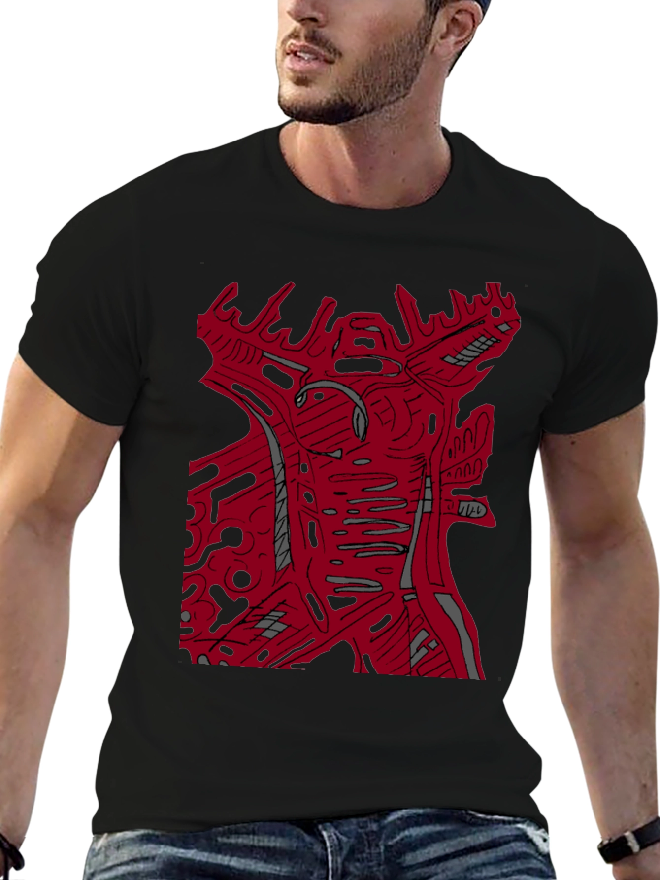Abstract Graphic Print Crew Neck T-Shirt