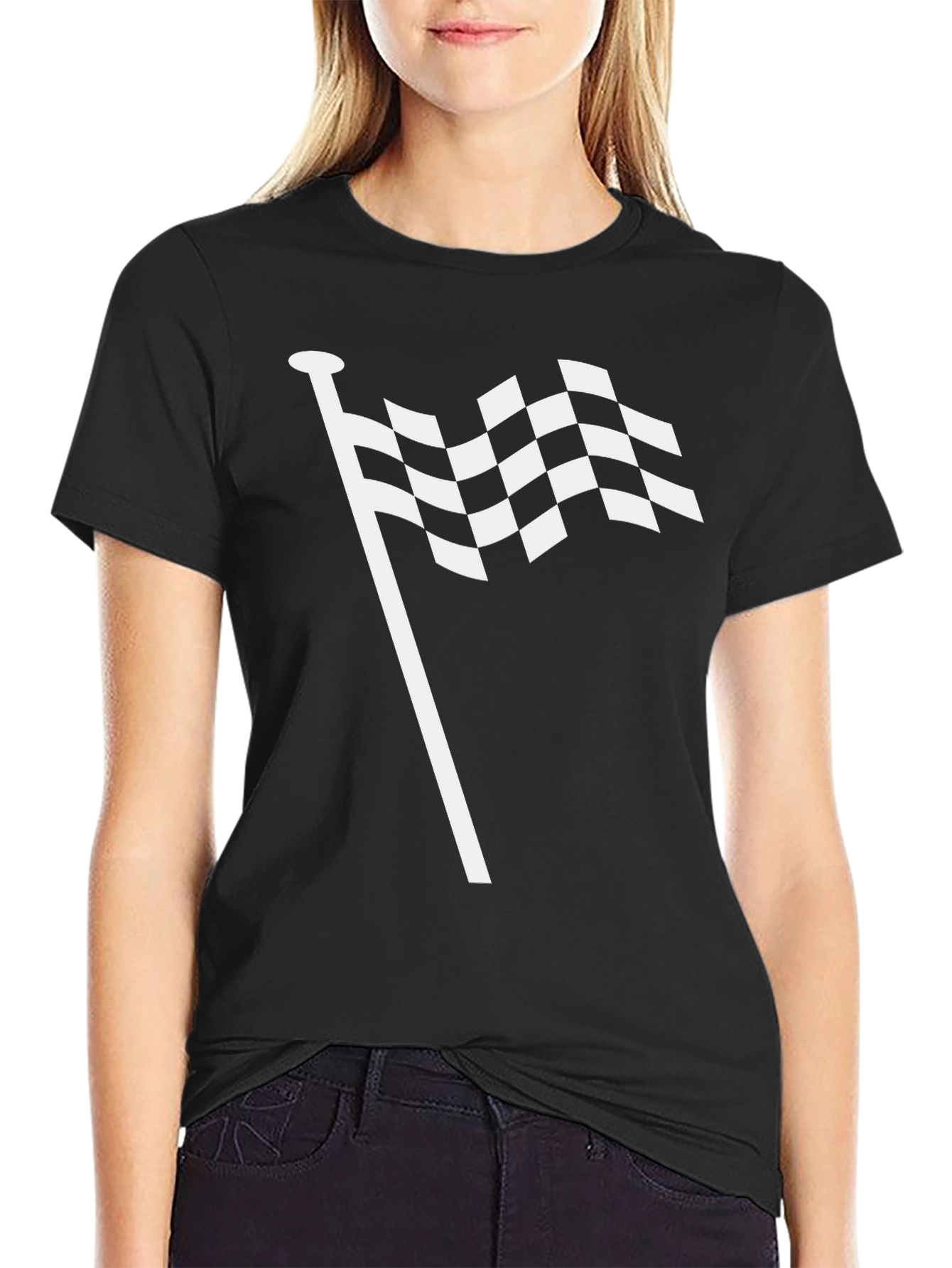 Racing Flag Graphic Tee - Black