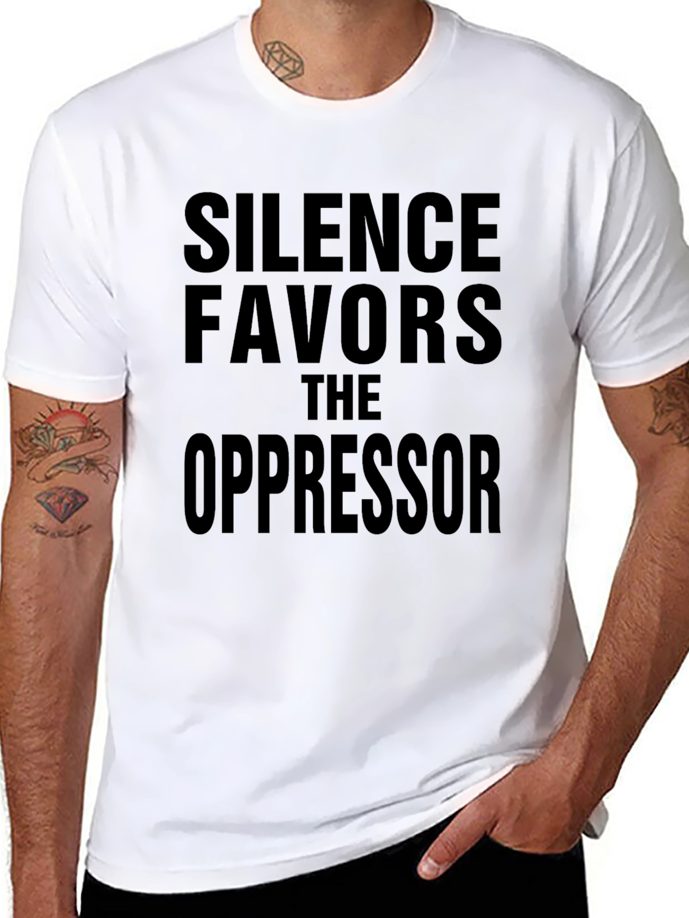 Silence Favors The Oppressor Black Tee