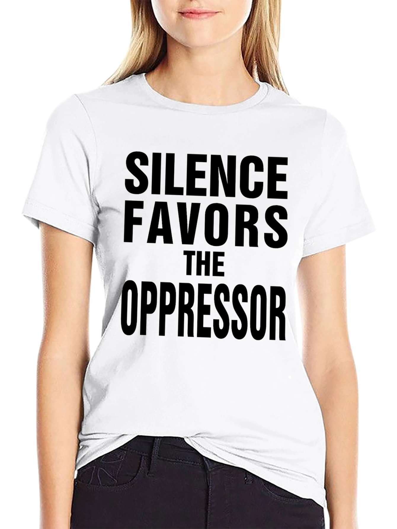 Silence Favors The Oppressor Black Tee
