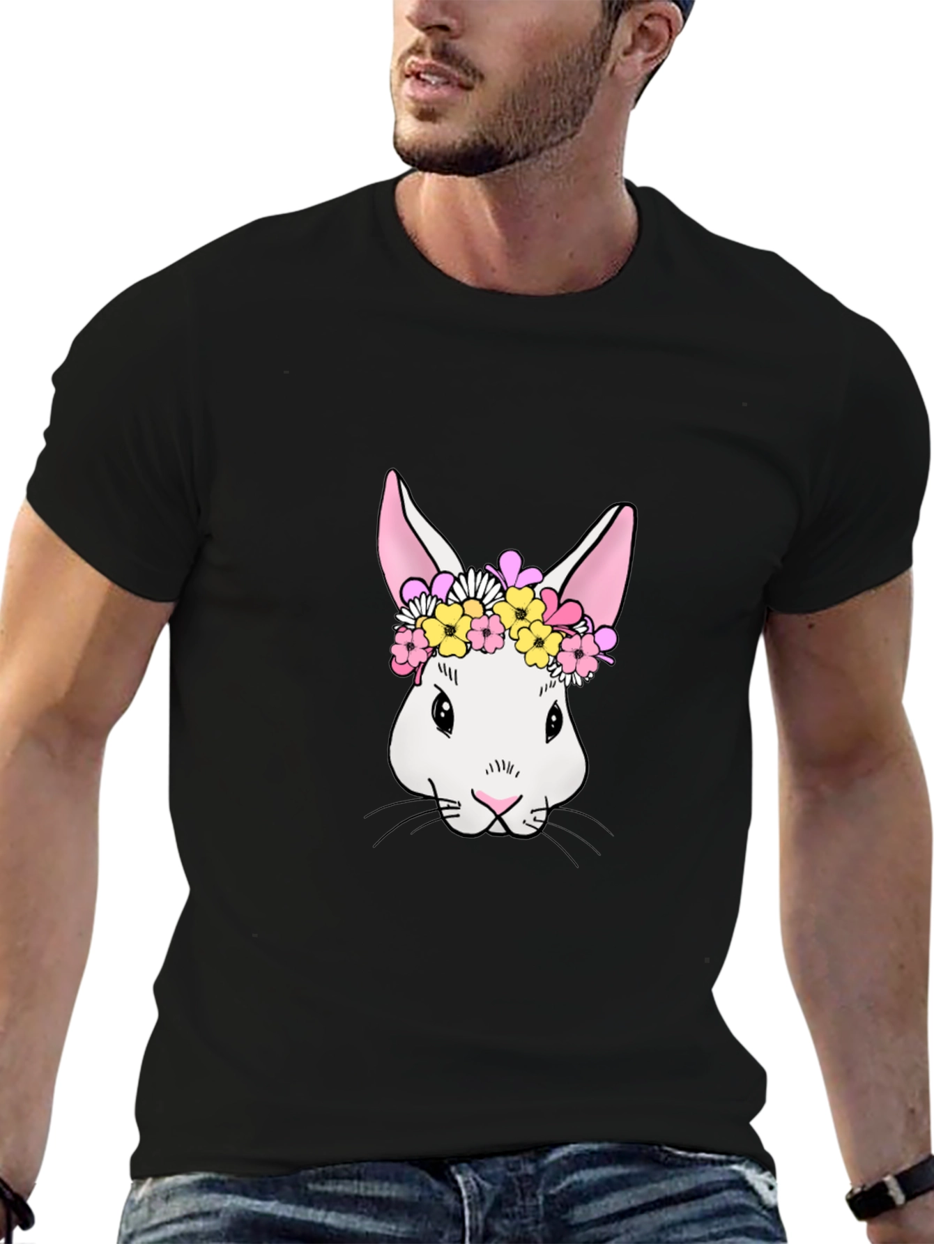 Bunny Floral Crown T-Shirt - Cute Easter Tee