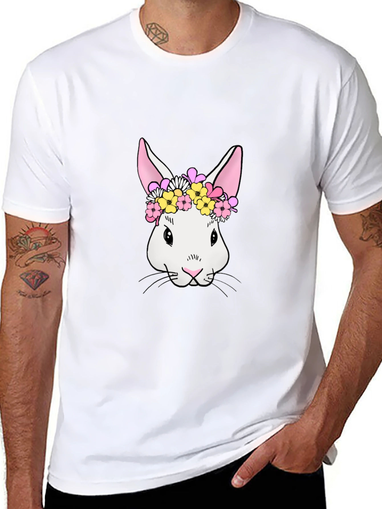 Bunny Floral Crown T-Shirt - Cute Easter Tee