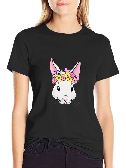 Bunny Floral Crown T-Shirt - Cute Easter Tee