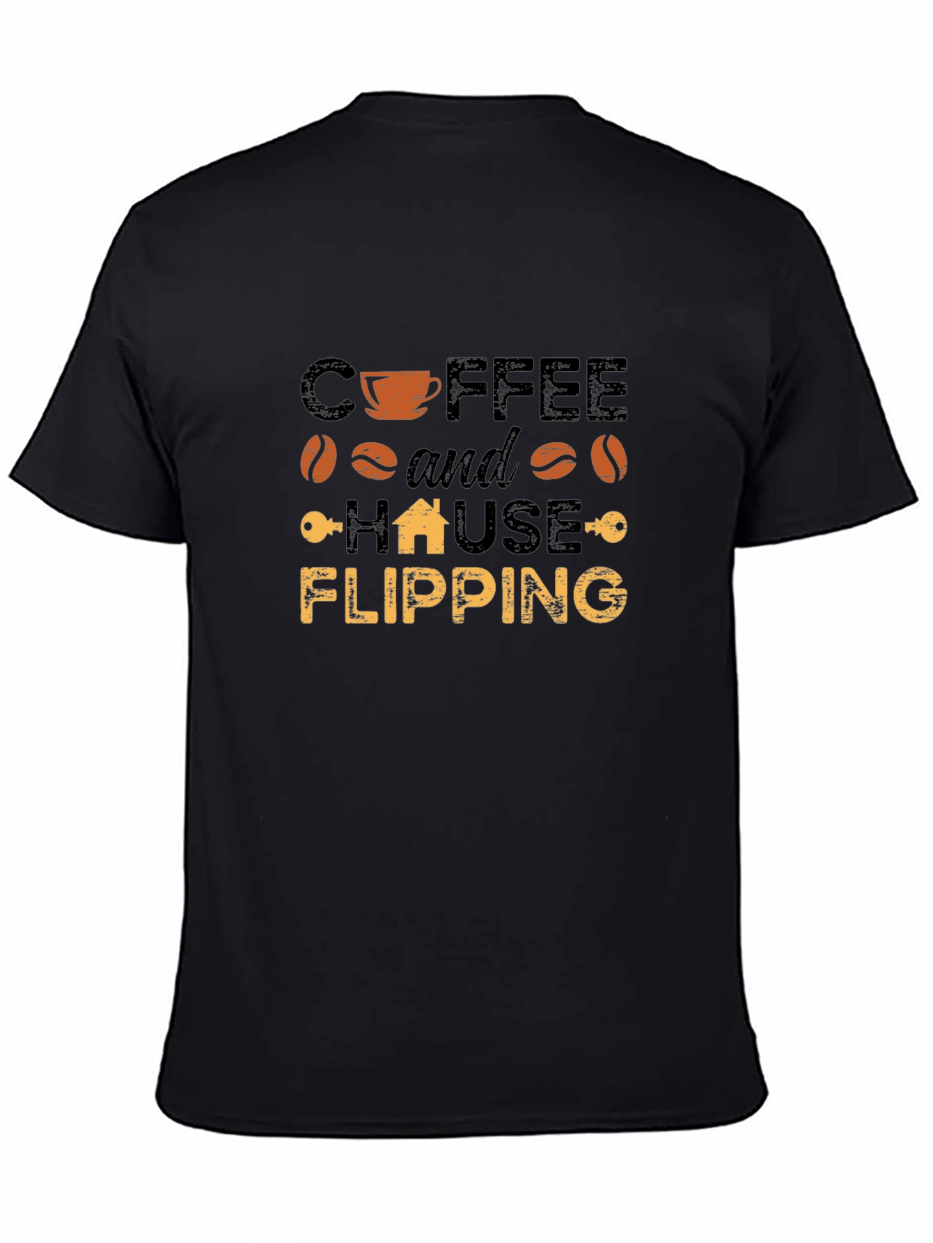 Coffee and House Flipping Black T-Shirt