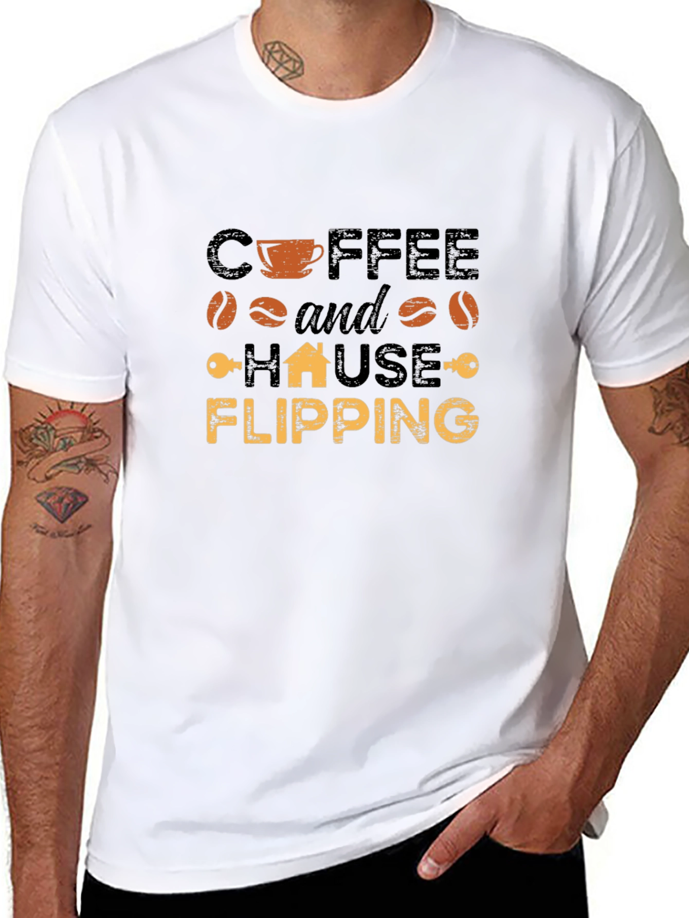 Coffee and House Flipping Black T-Shirt