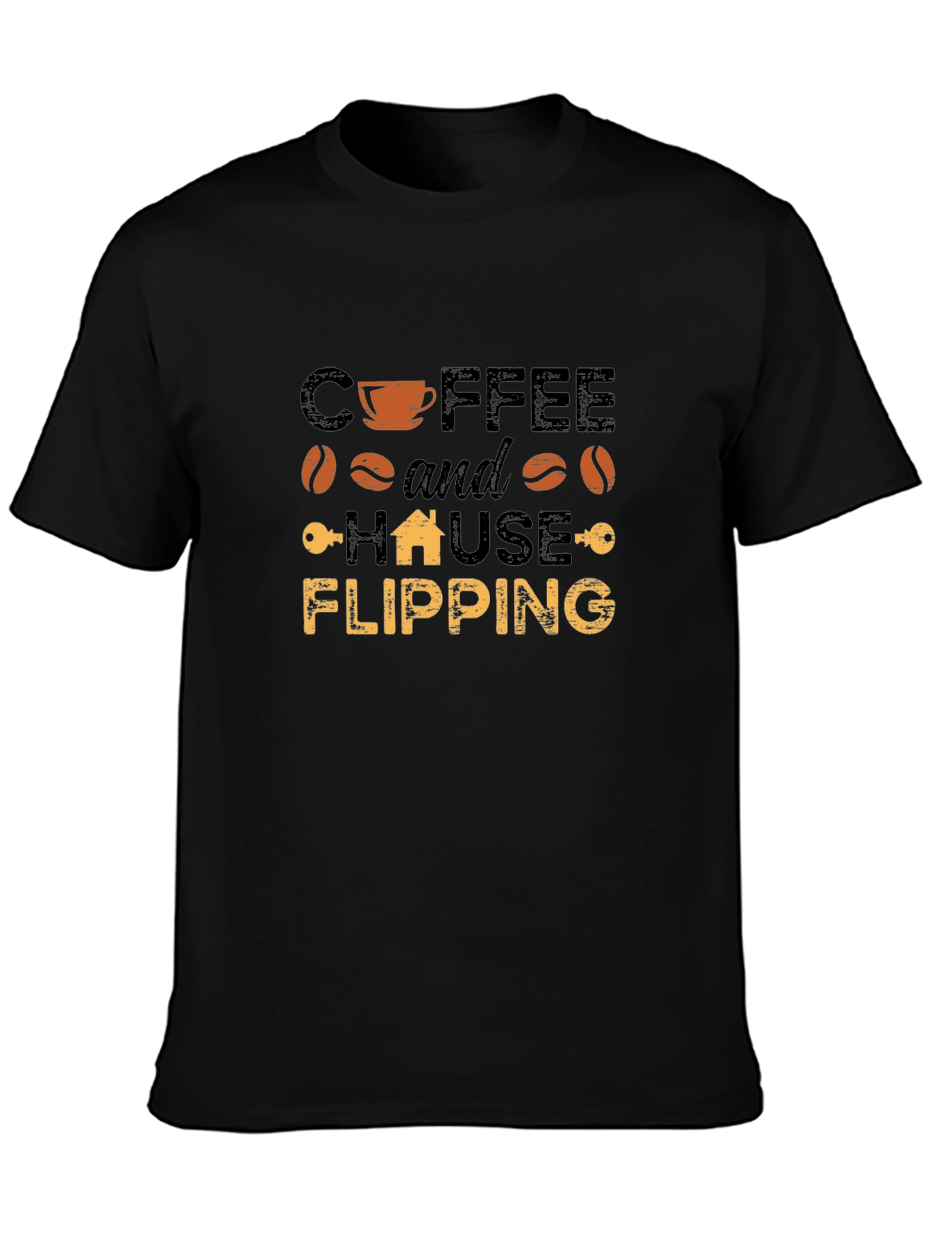 Coffee and House Flipping Black T-Shirt