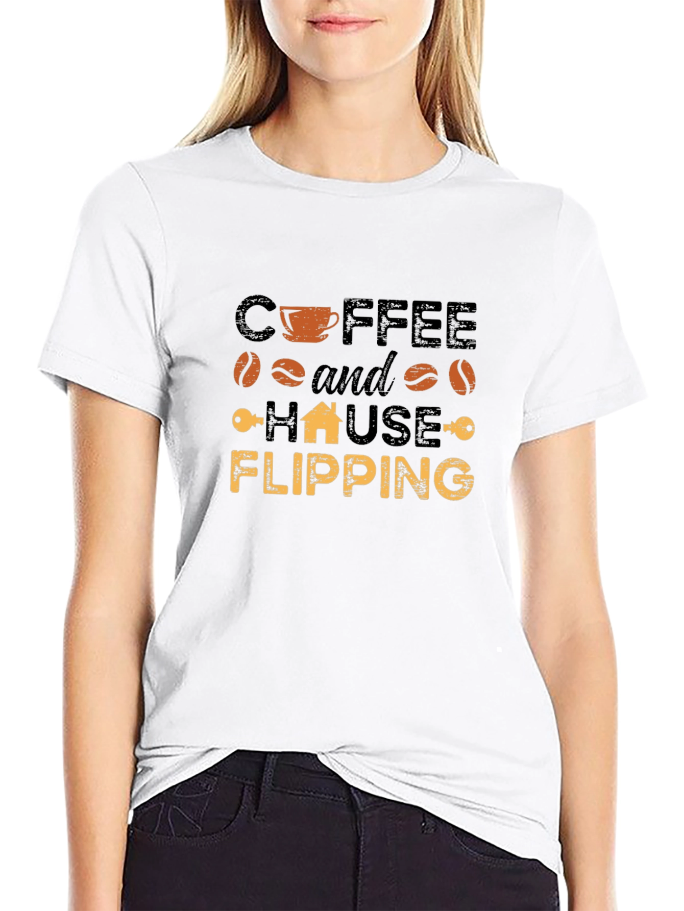 Coffee and House Flipping Black T-Shirt