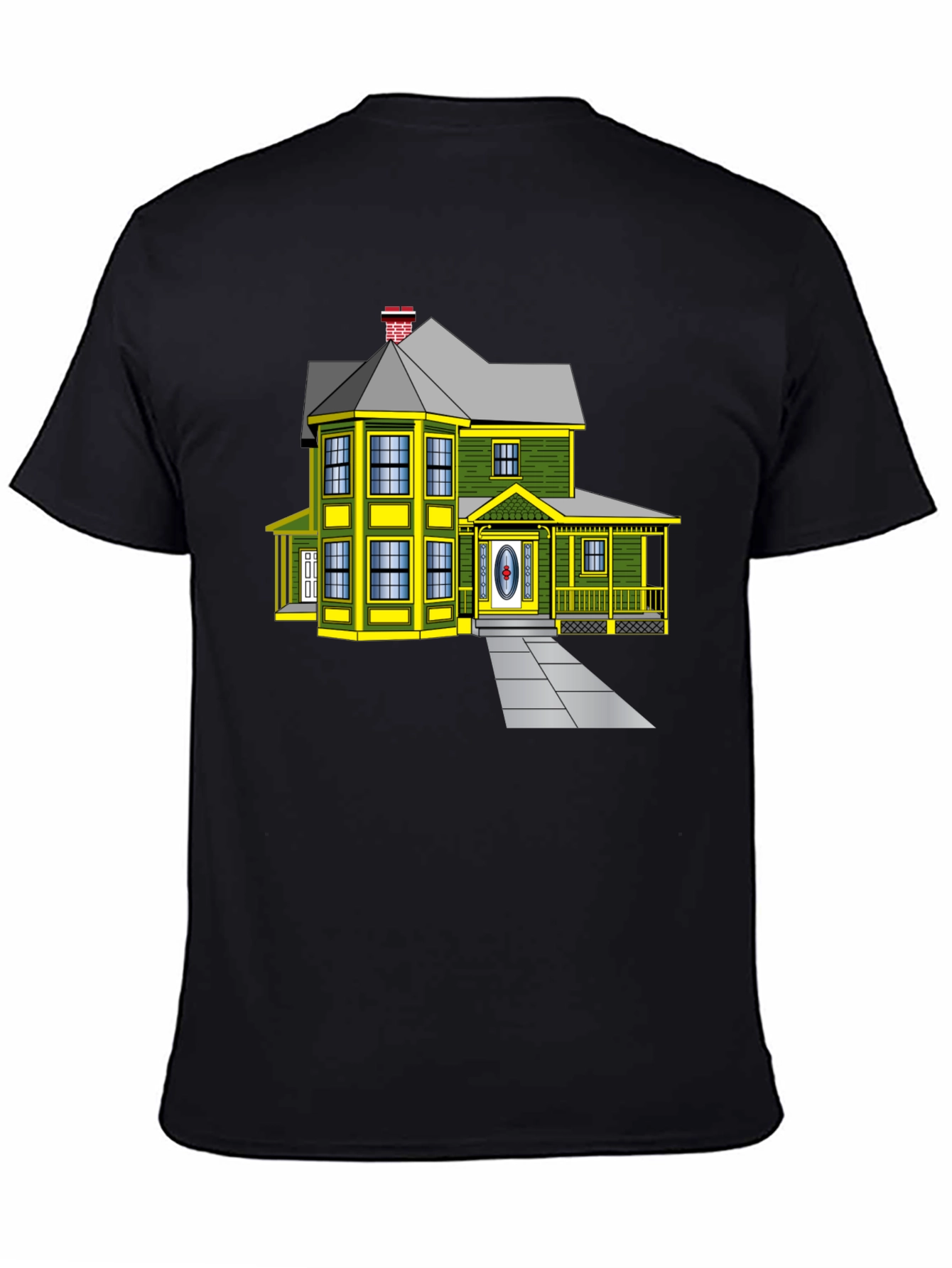 Cartoon House Graphic Tee | Novelty Design Shirt