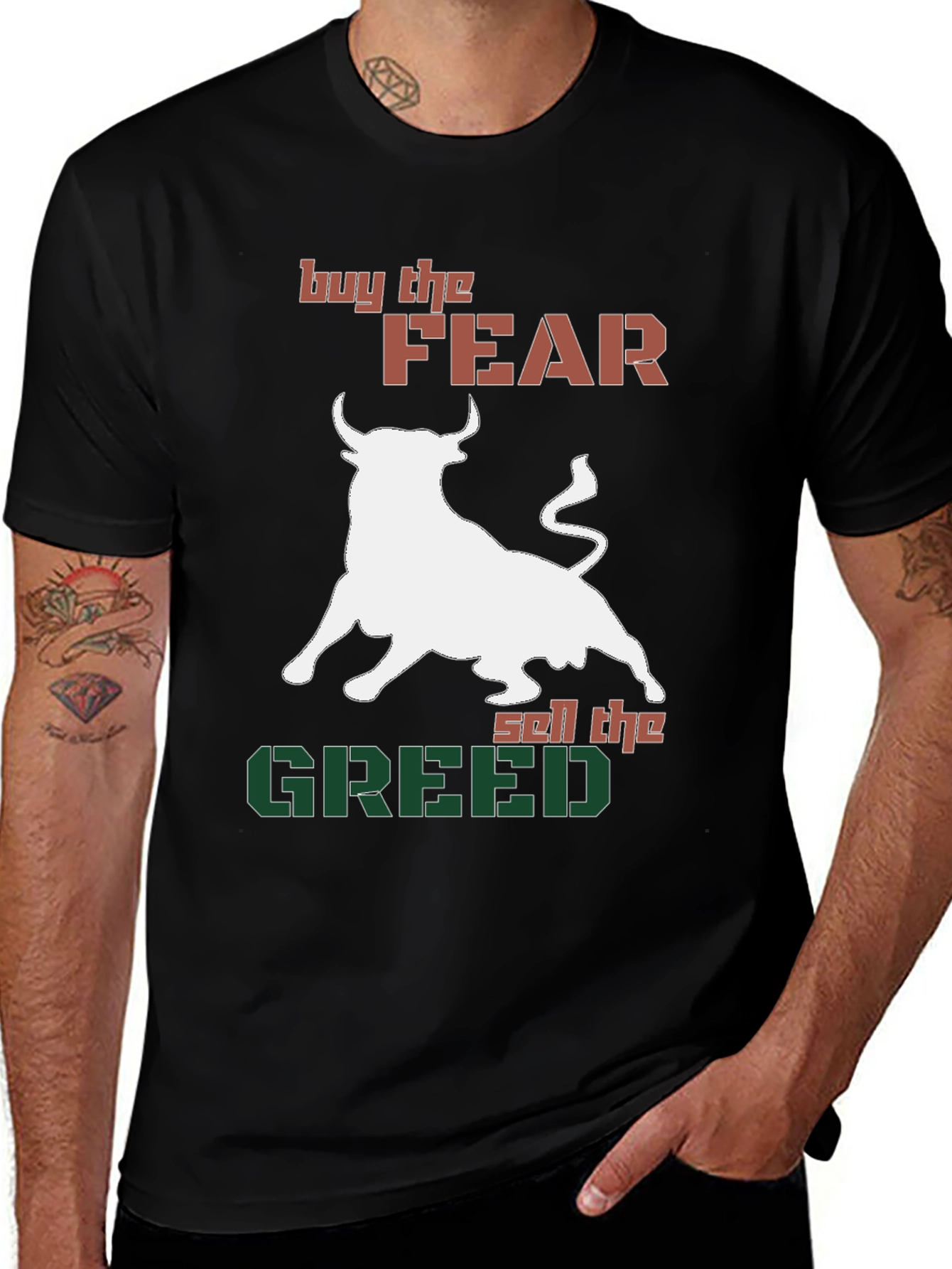 Buy Fear Sell Greed Bull Graphic Tee