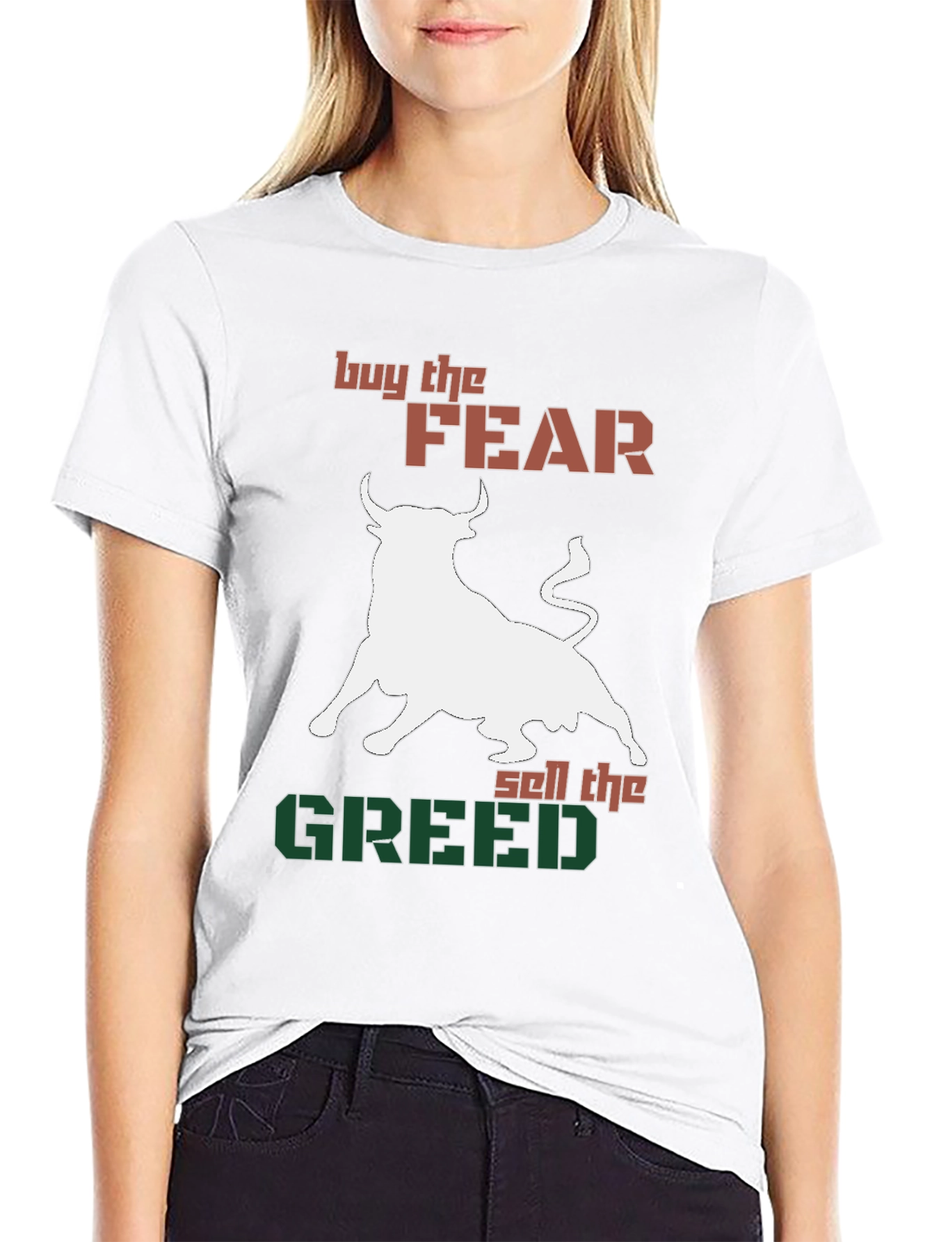 Buy Fear Sell Greed Bull Graphic Tee