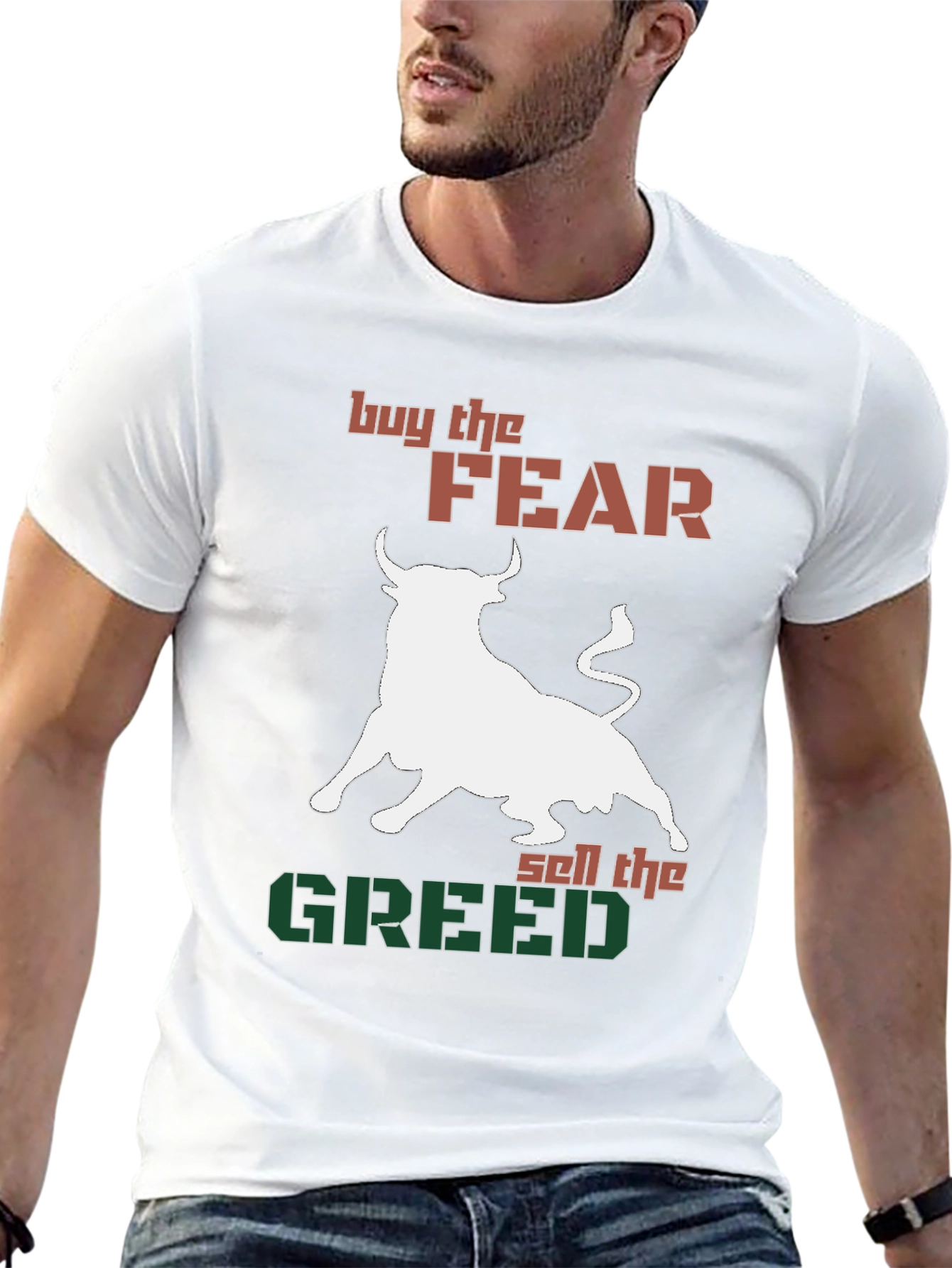 Buy Fear Sell Greed Bull Graphic Tee