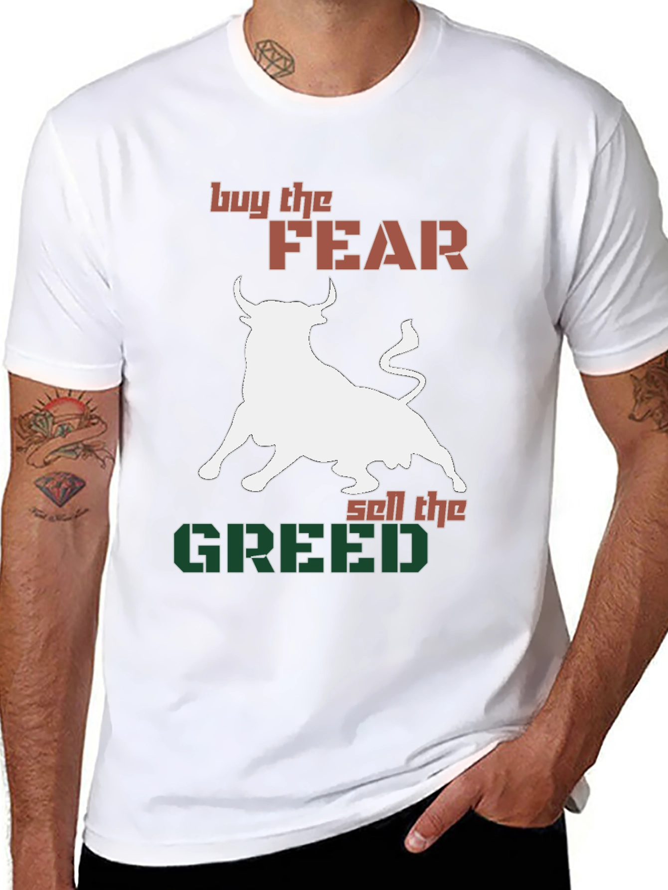 Buy Fear Sell Greed Bull Graphic Tee