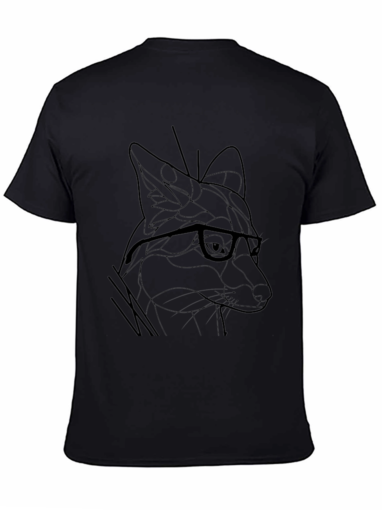 Fox in Glasses Graphic Tee - Stylish Black T-Shirt