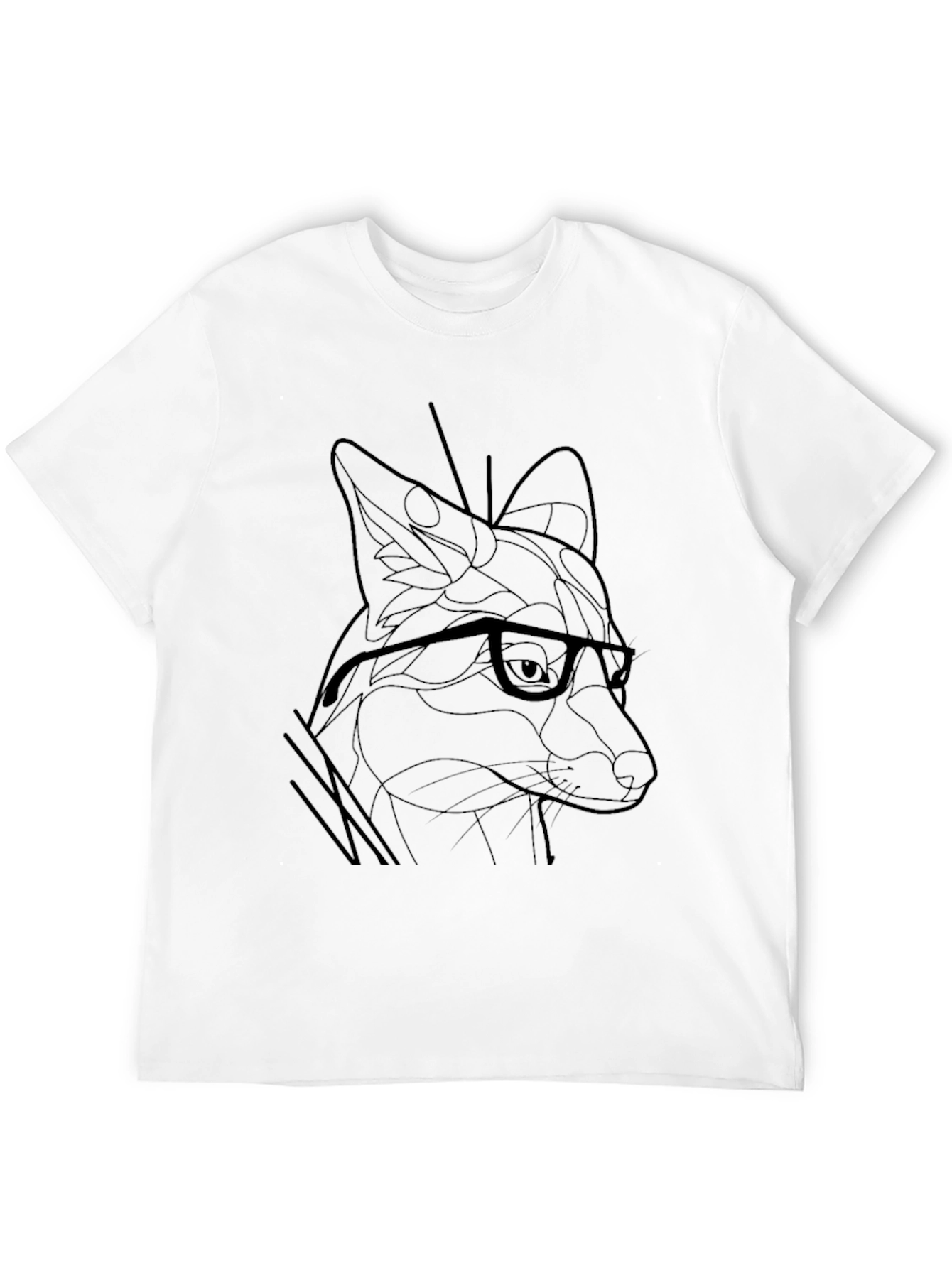 Fox in Glasses Graphic Tee - Stylish Black T-Shirt