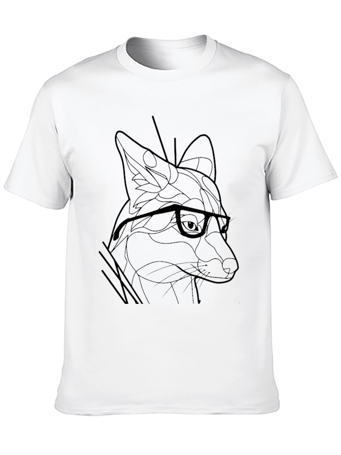 Fox in Glasses Graphic Tee - Stylish Black T-Shirt