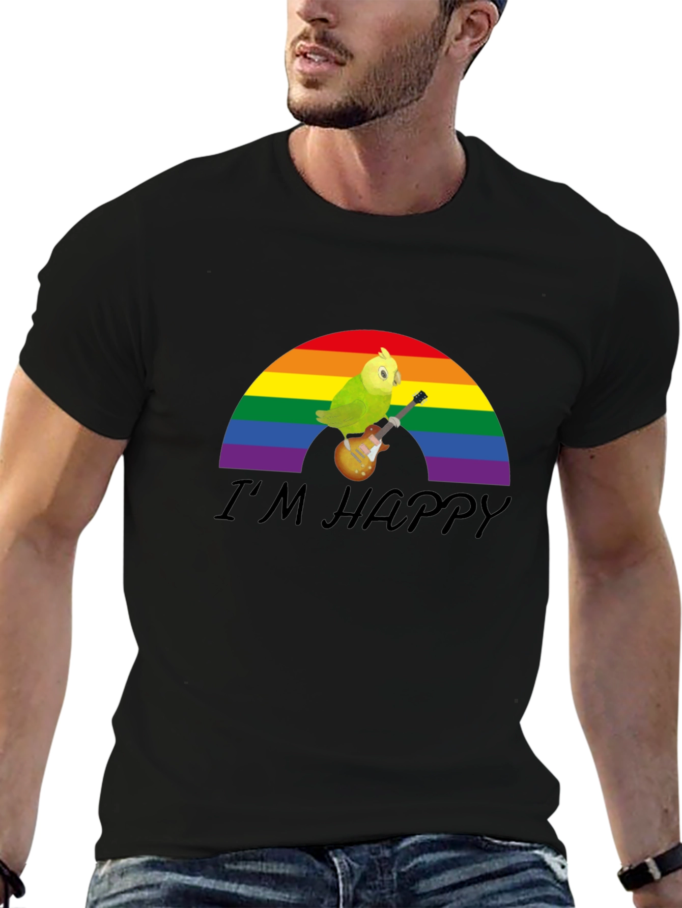 Im Happy Rainbow Parrot Guitar T-Shirt