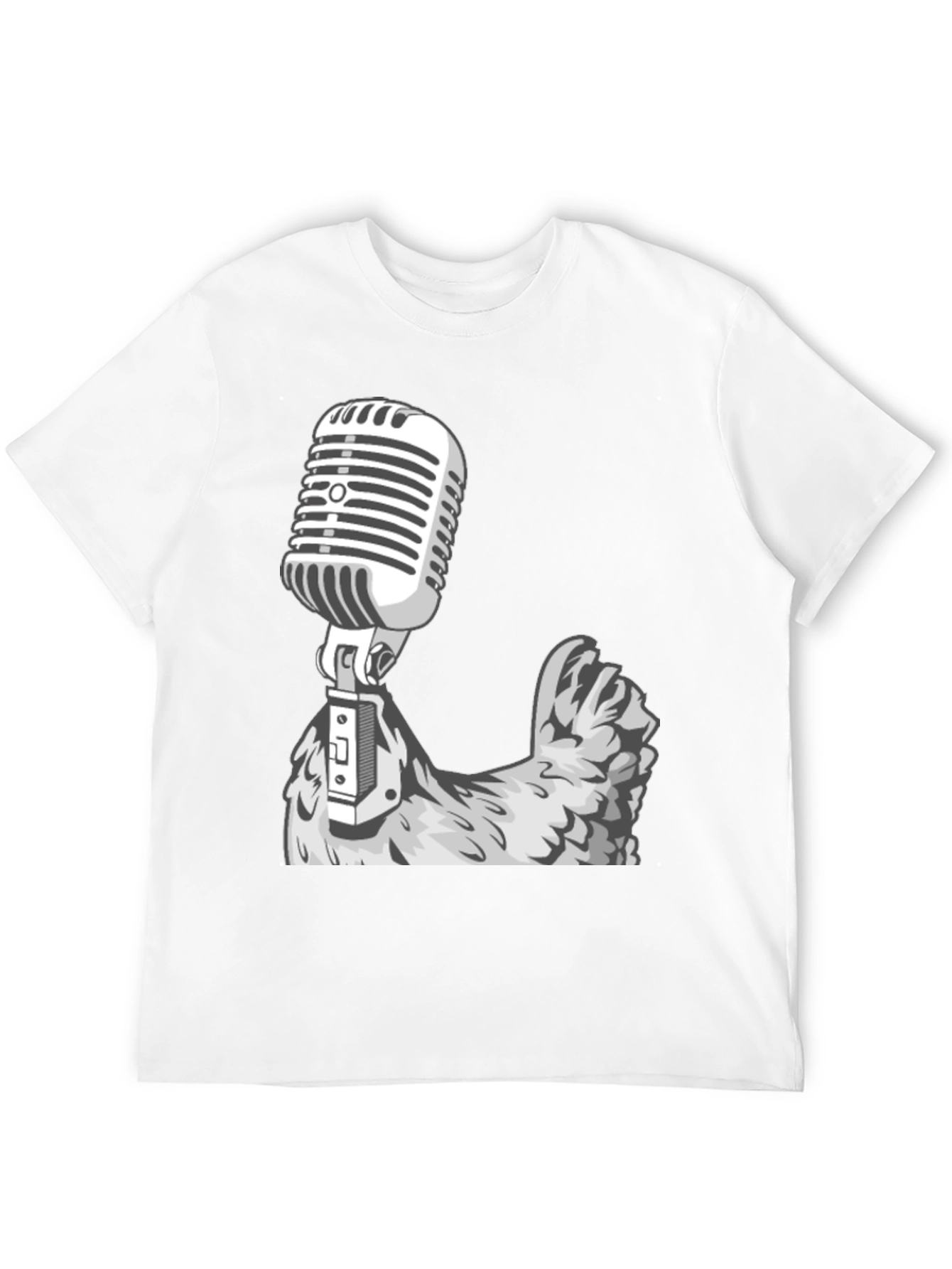 Retro Mic Chicken Graphic Tee - Cool Black T-Shirt