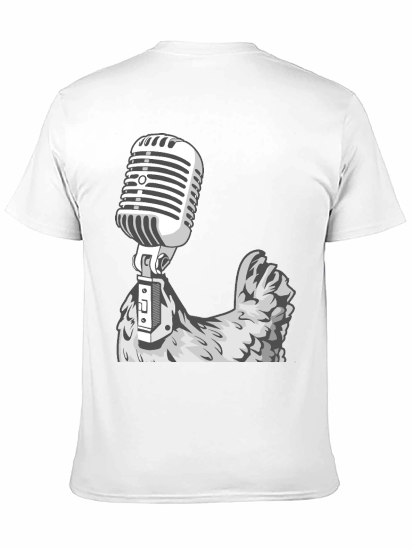 Retro Mic Chicken Graphic Tee - Cool Black T-Shirt