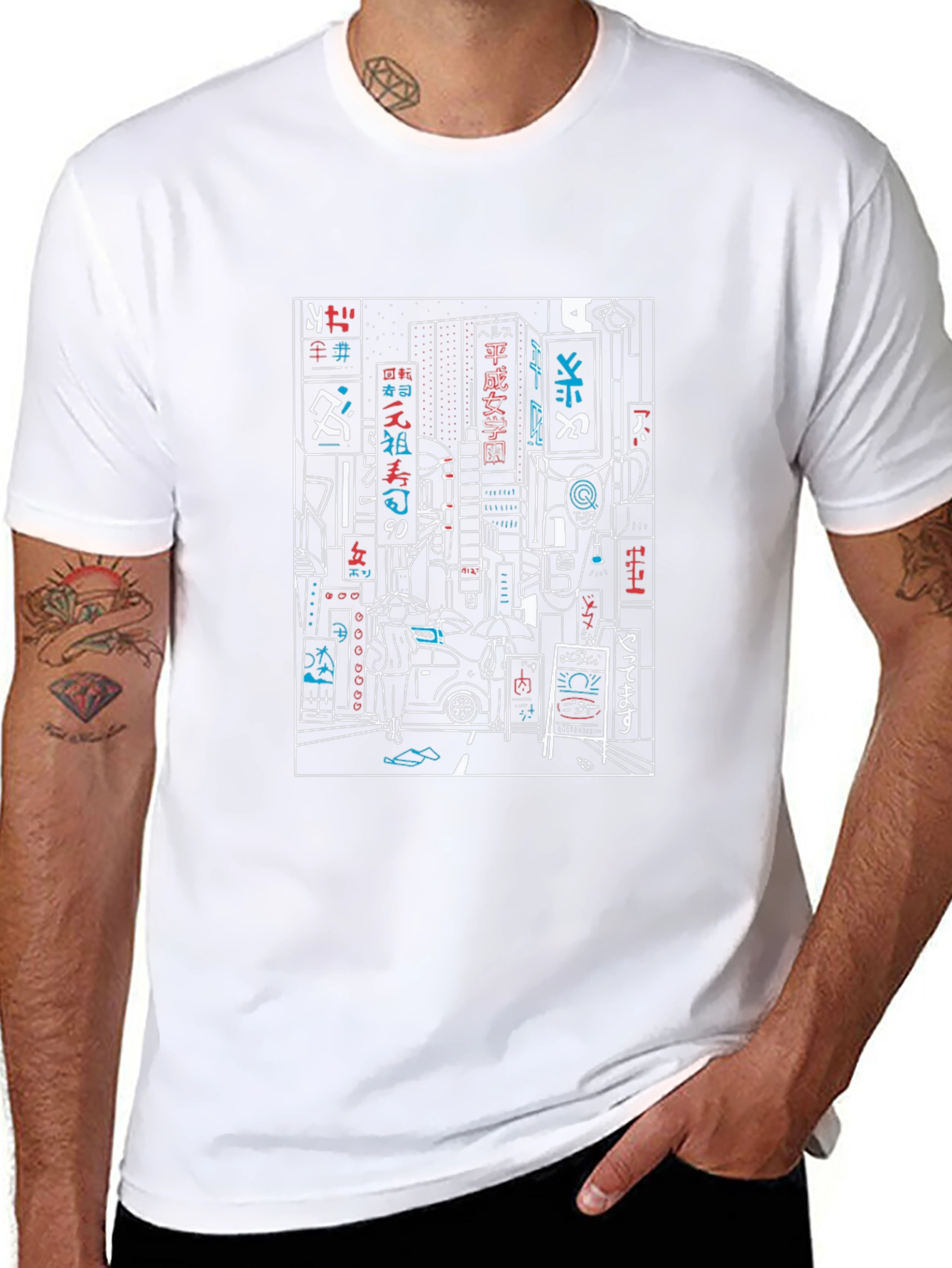 Neon Cityscape Graphic Tee - Urban Style T-Shirt